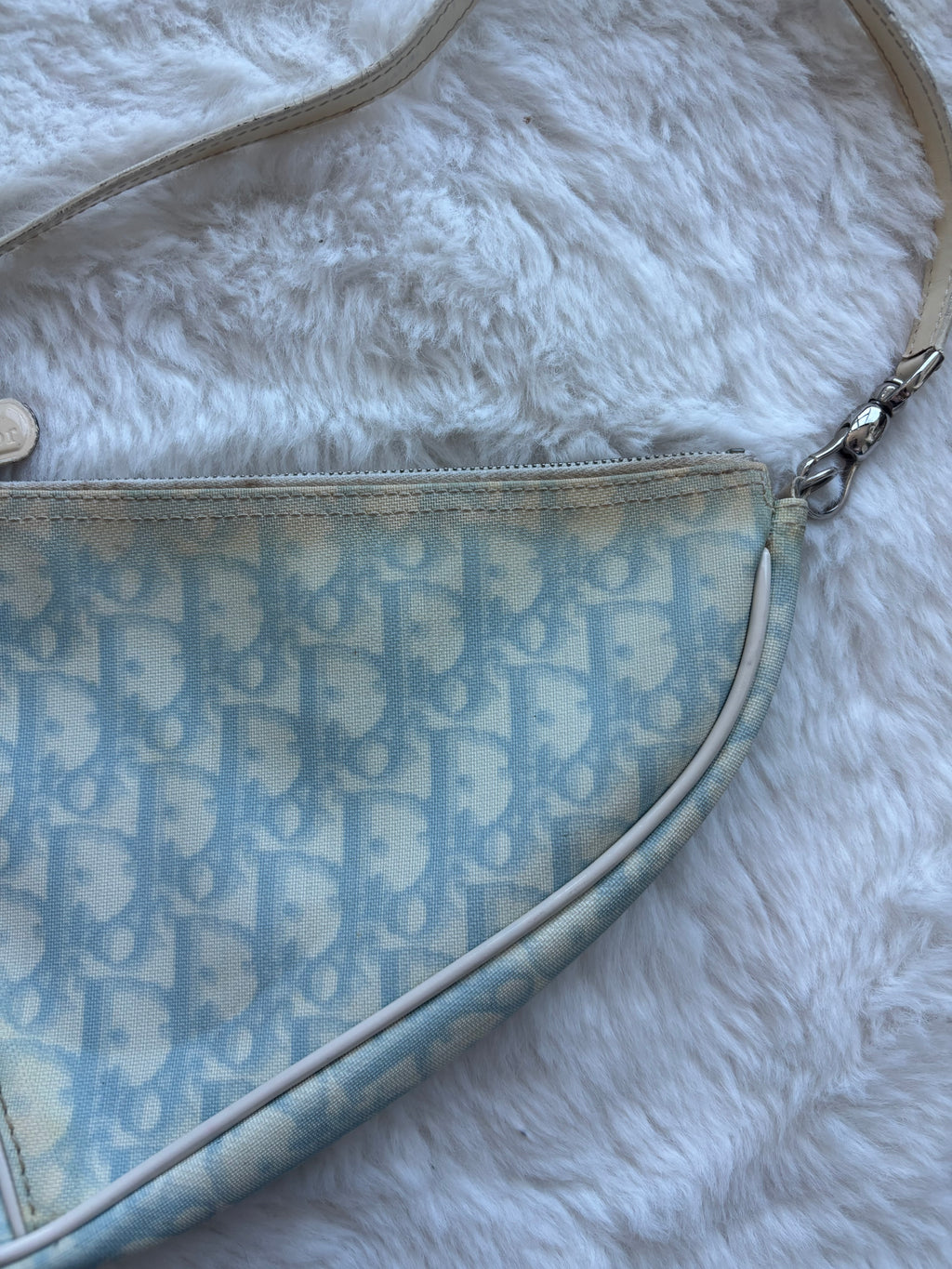 Rare Vintage Christian Dior Blue Saddle Pochette Bag