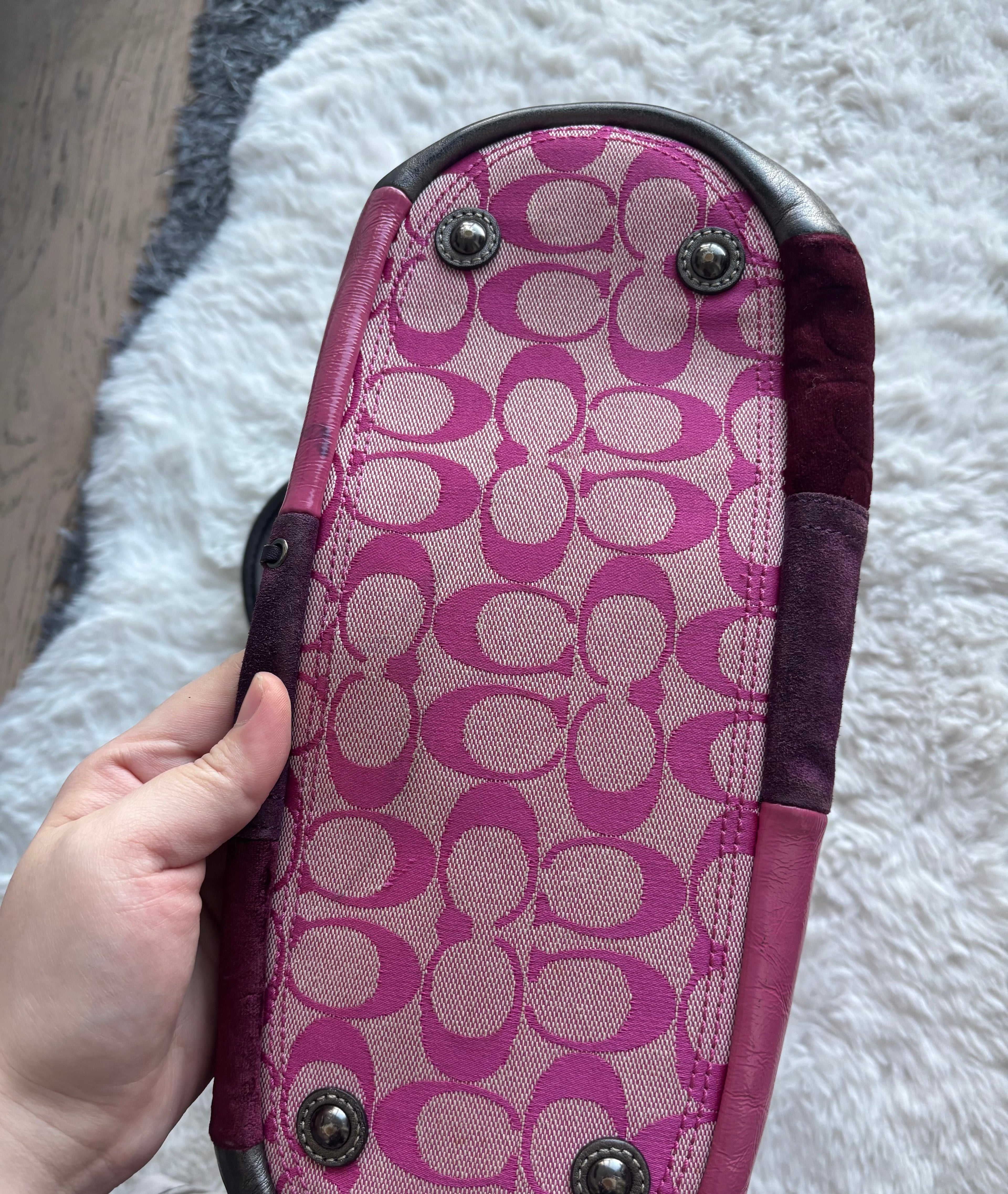 Coach Holiday Pink Patchwork Tote Bag