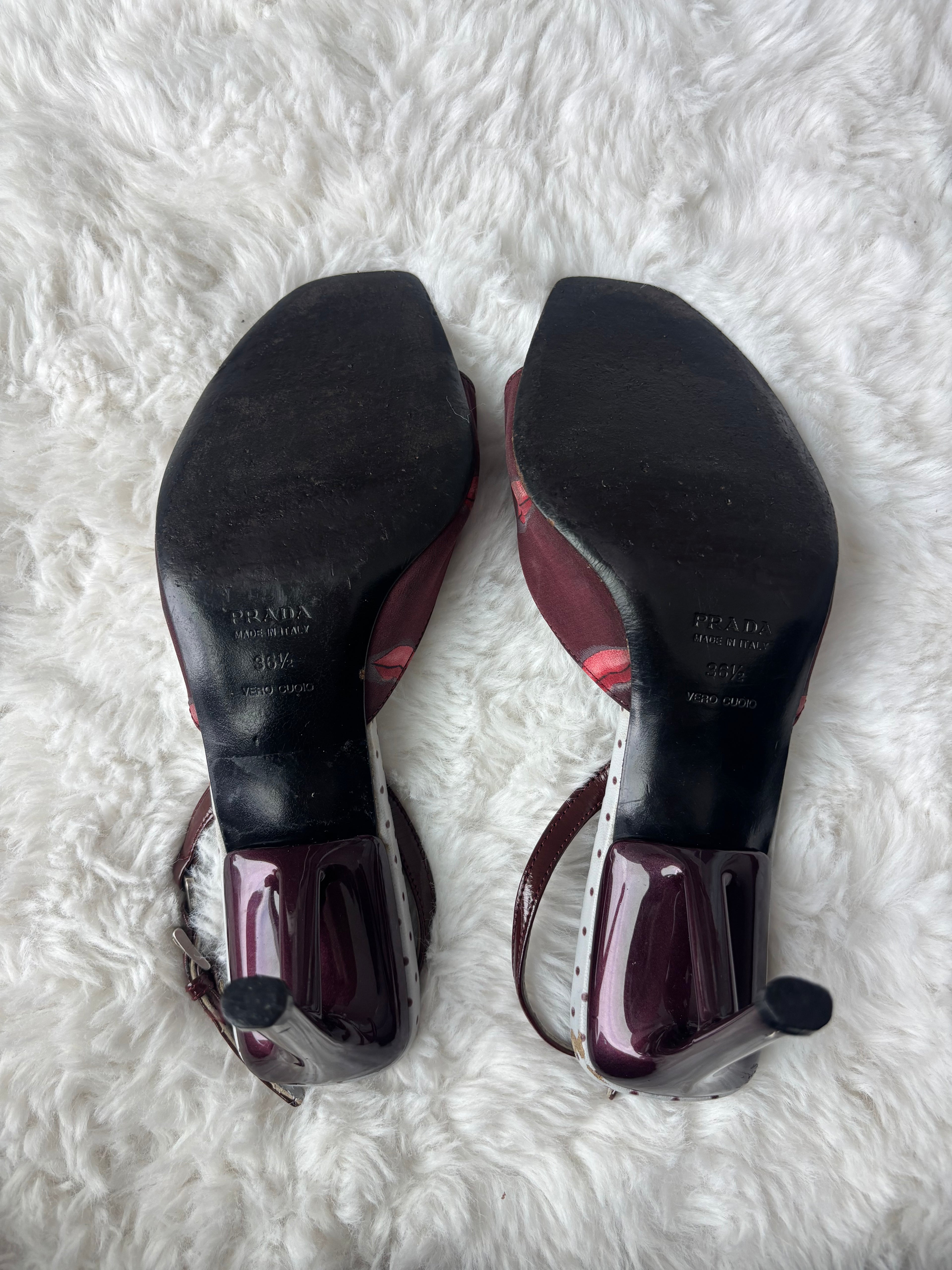 Prada 2000S/S Red Kiss Polka Dot Sling Back Size 36.5/37.5