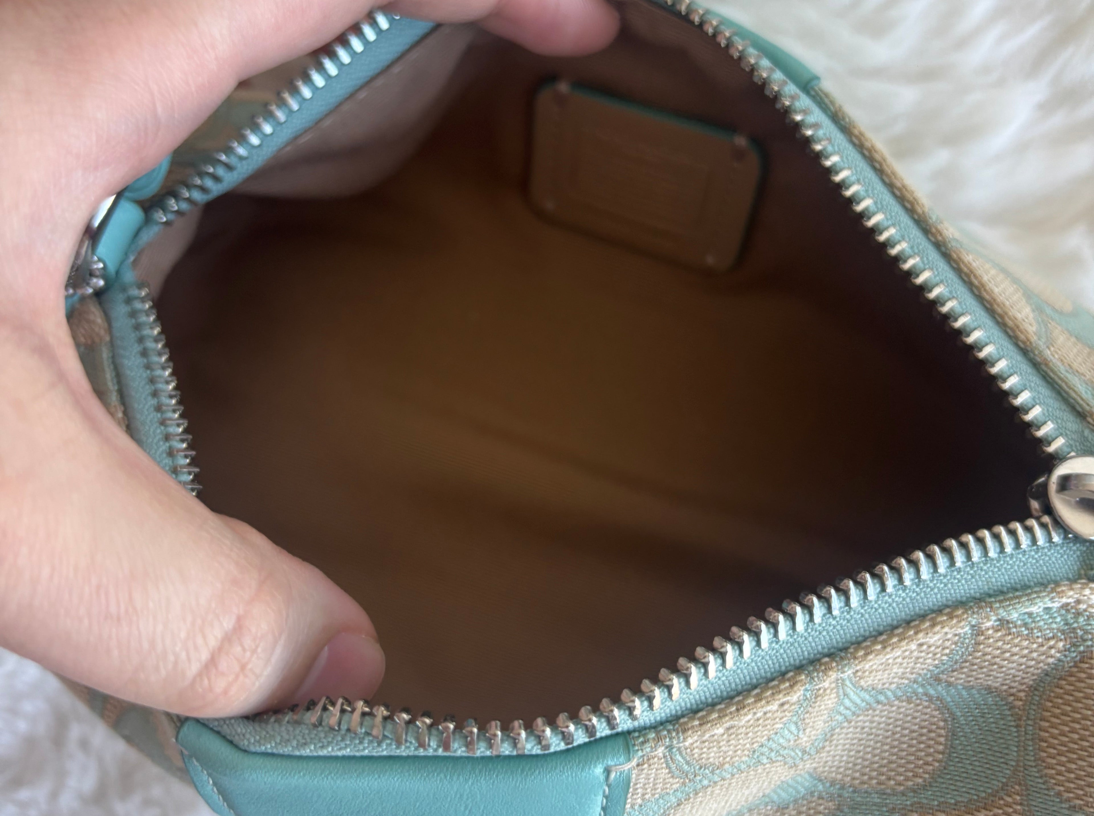 Coach 2024 Teal Blue Nolita Barrel Jacquard Monogram Bag