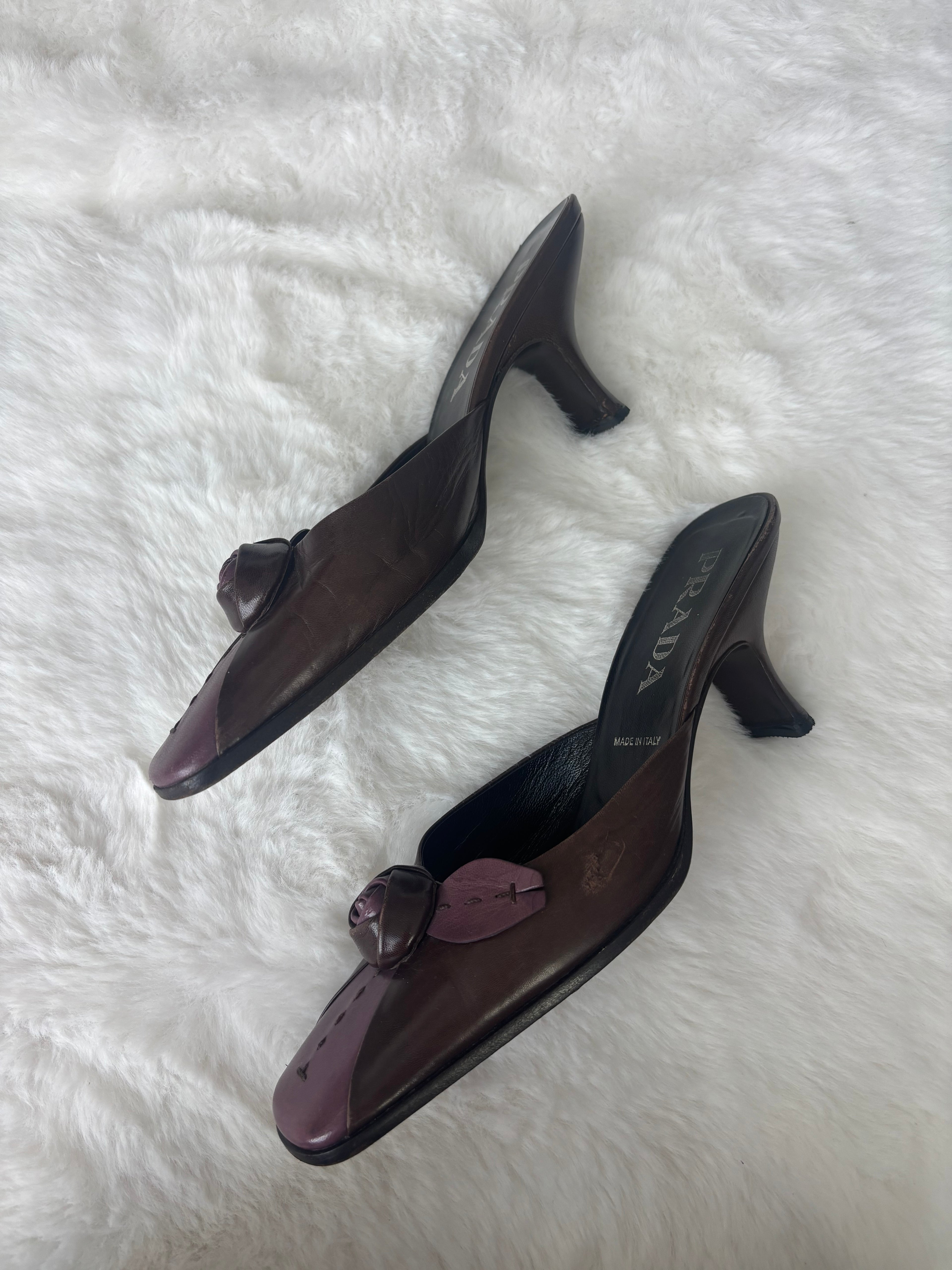 Vintage Prada Purple Rose Kitten Heels