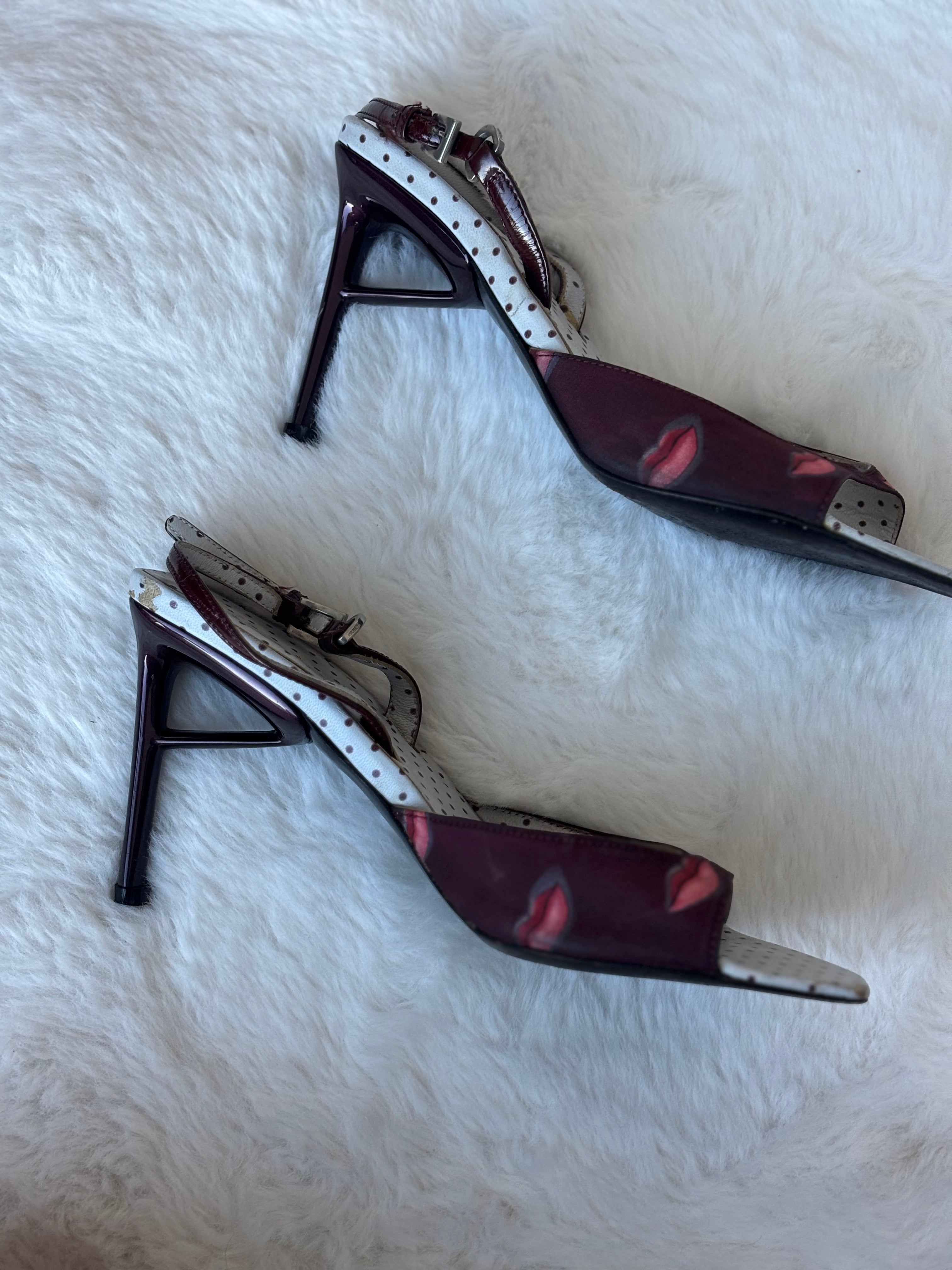 Prada 2000S/S Red Kiss Polka Dot Sling Back
