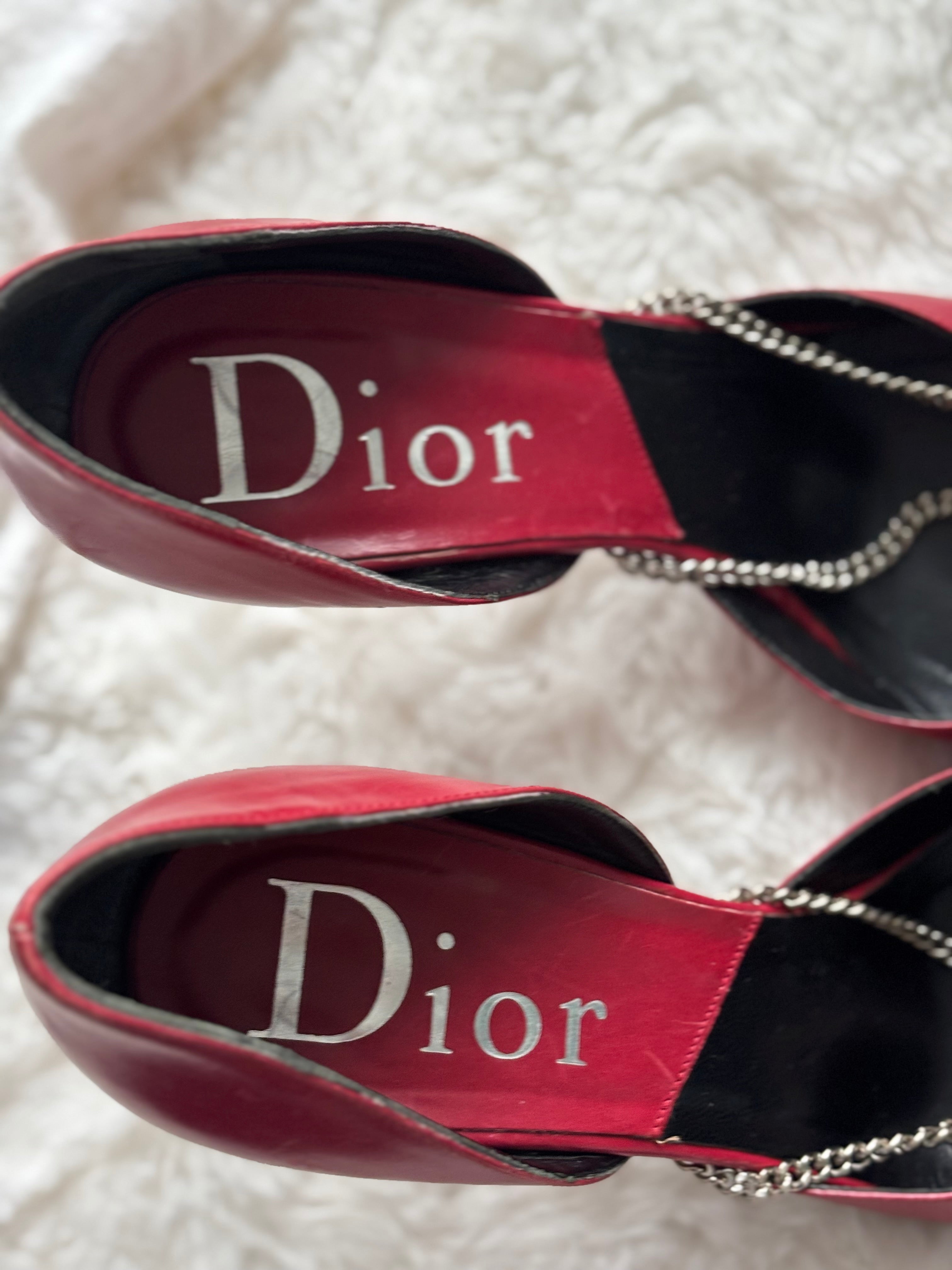 Vintage Christian Dior John Galliano era Red Punk piercing heels Size 39