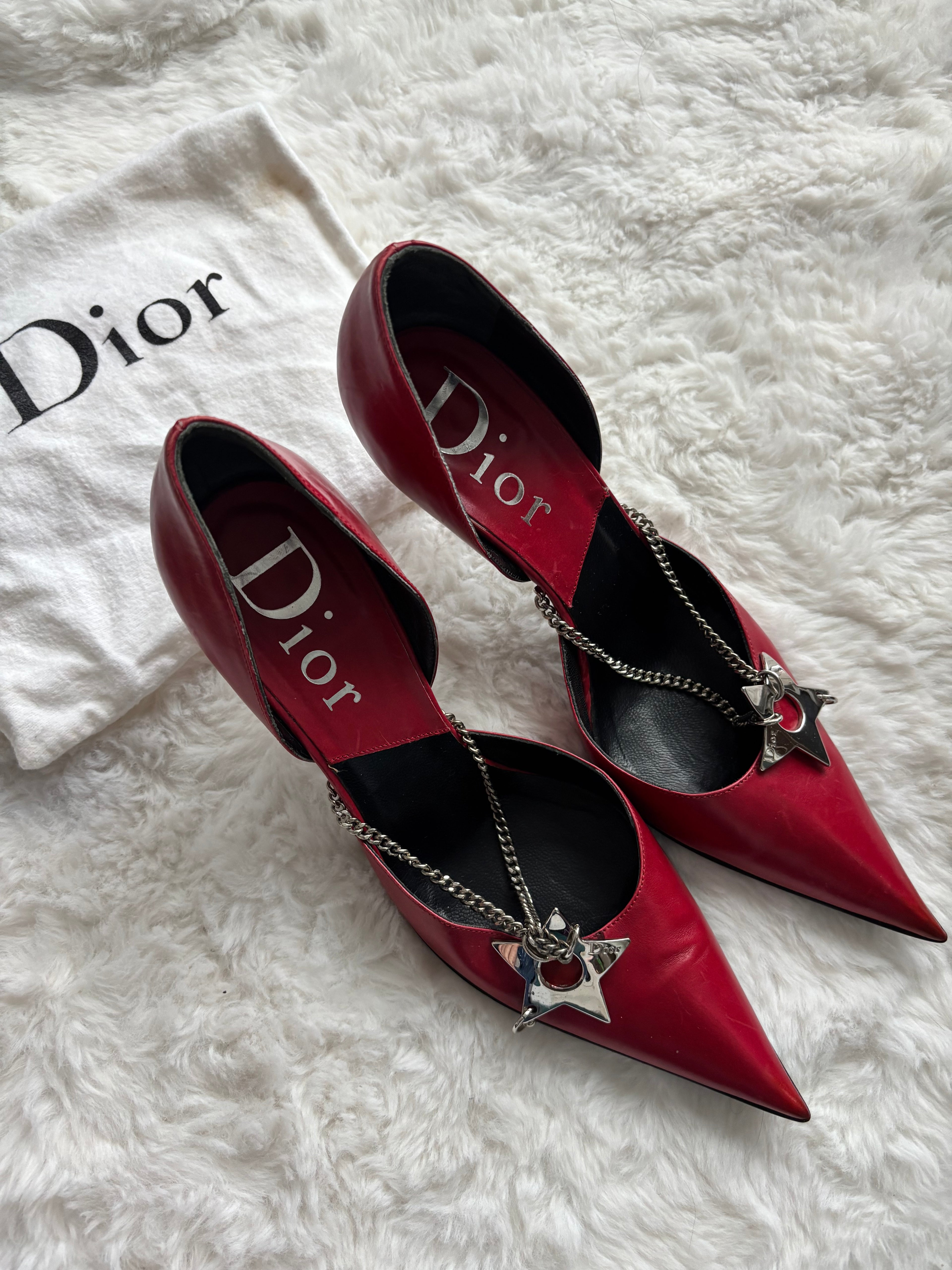 Vintage Christian Dior John Galliano era Red Punk piercing heels Size 39