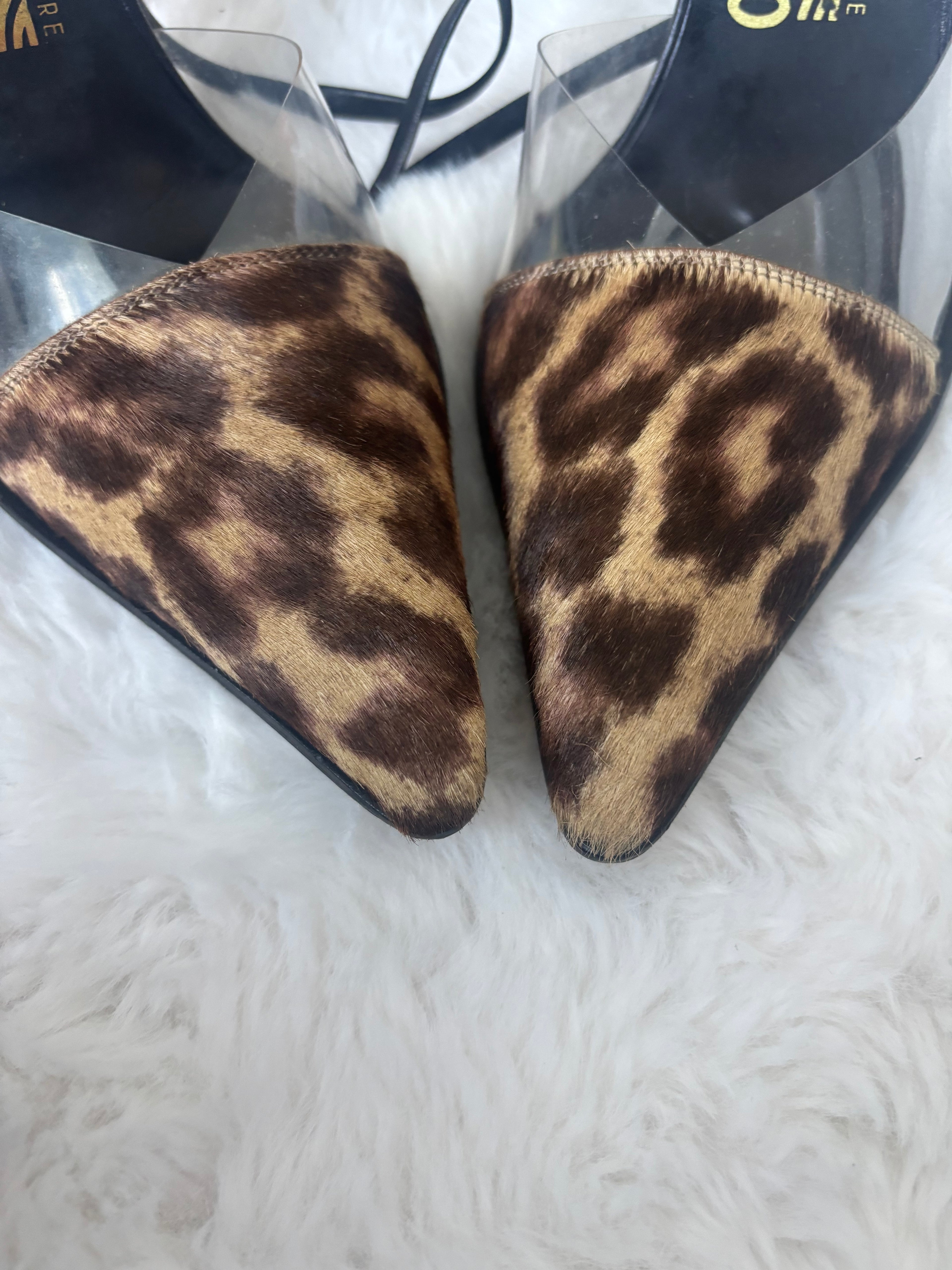 Vintage Salvatore Ferragamo 2000s leopard print pony hair heels Size 37.5
