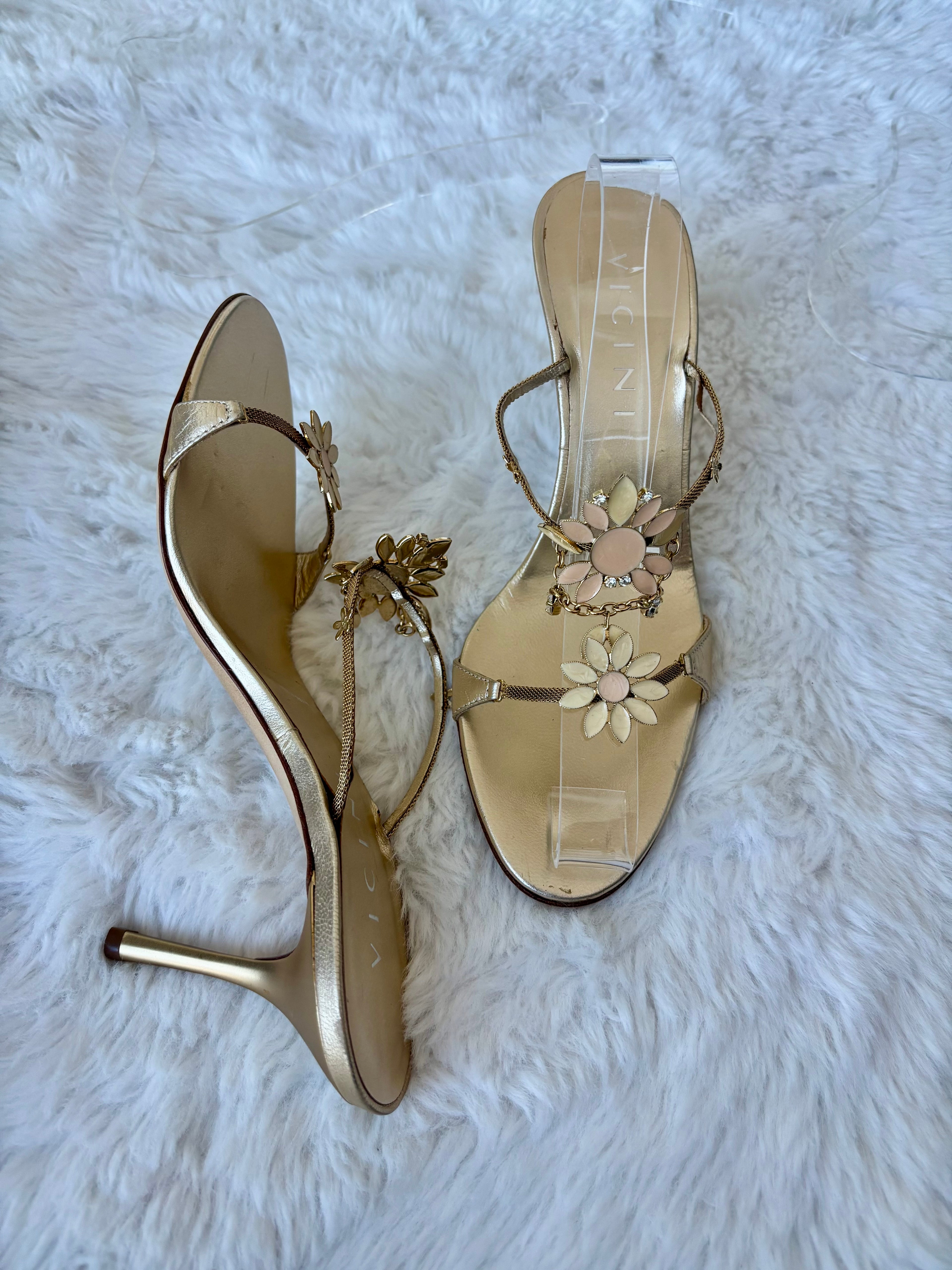 Giuseppe Zanotti Vicini Pink Floral Crystal Embellishment Heels Size 36/37