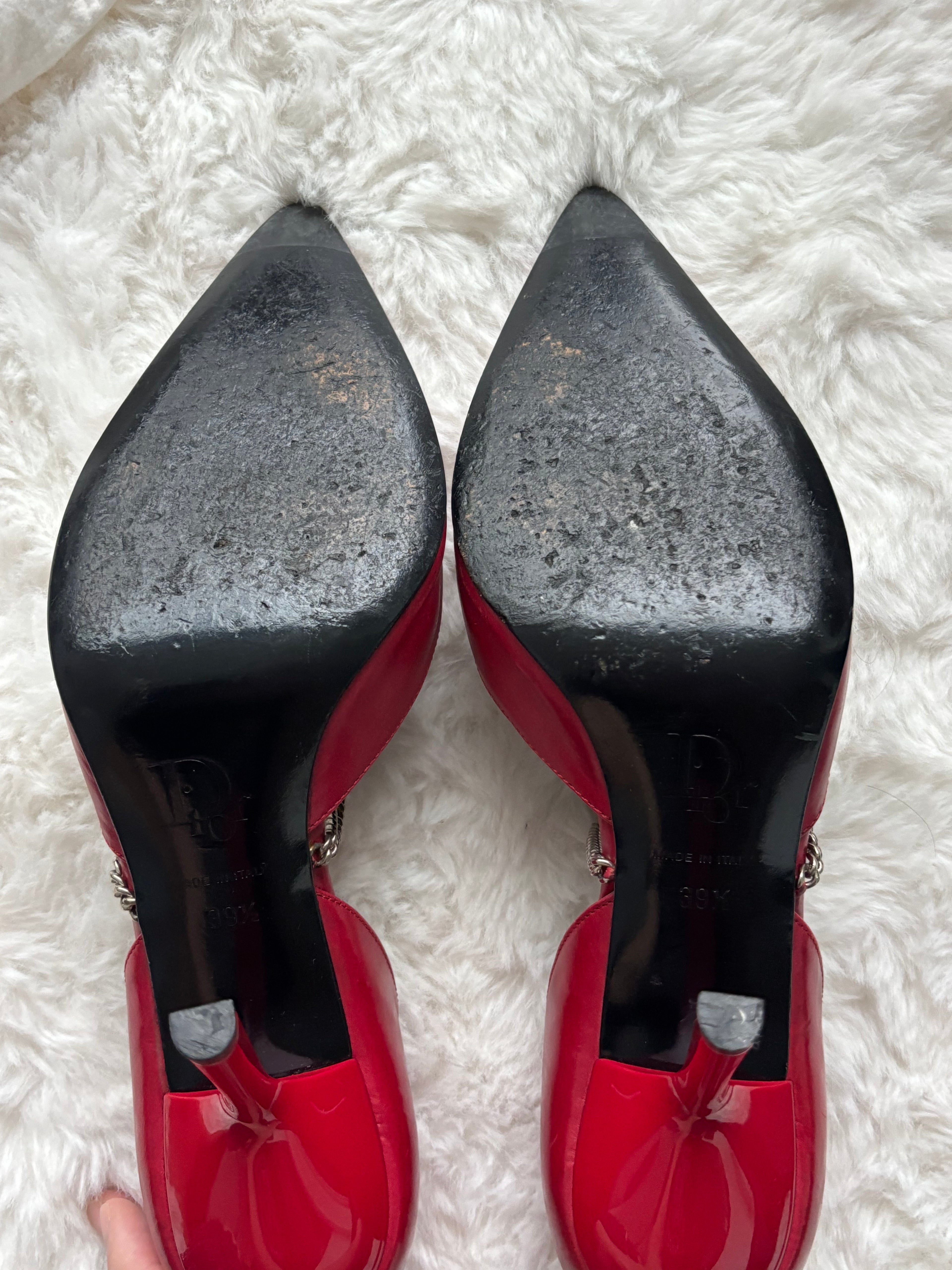 Vintage Christian Dior John Galliano era Red Punk piercing heels Size 39