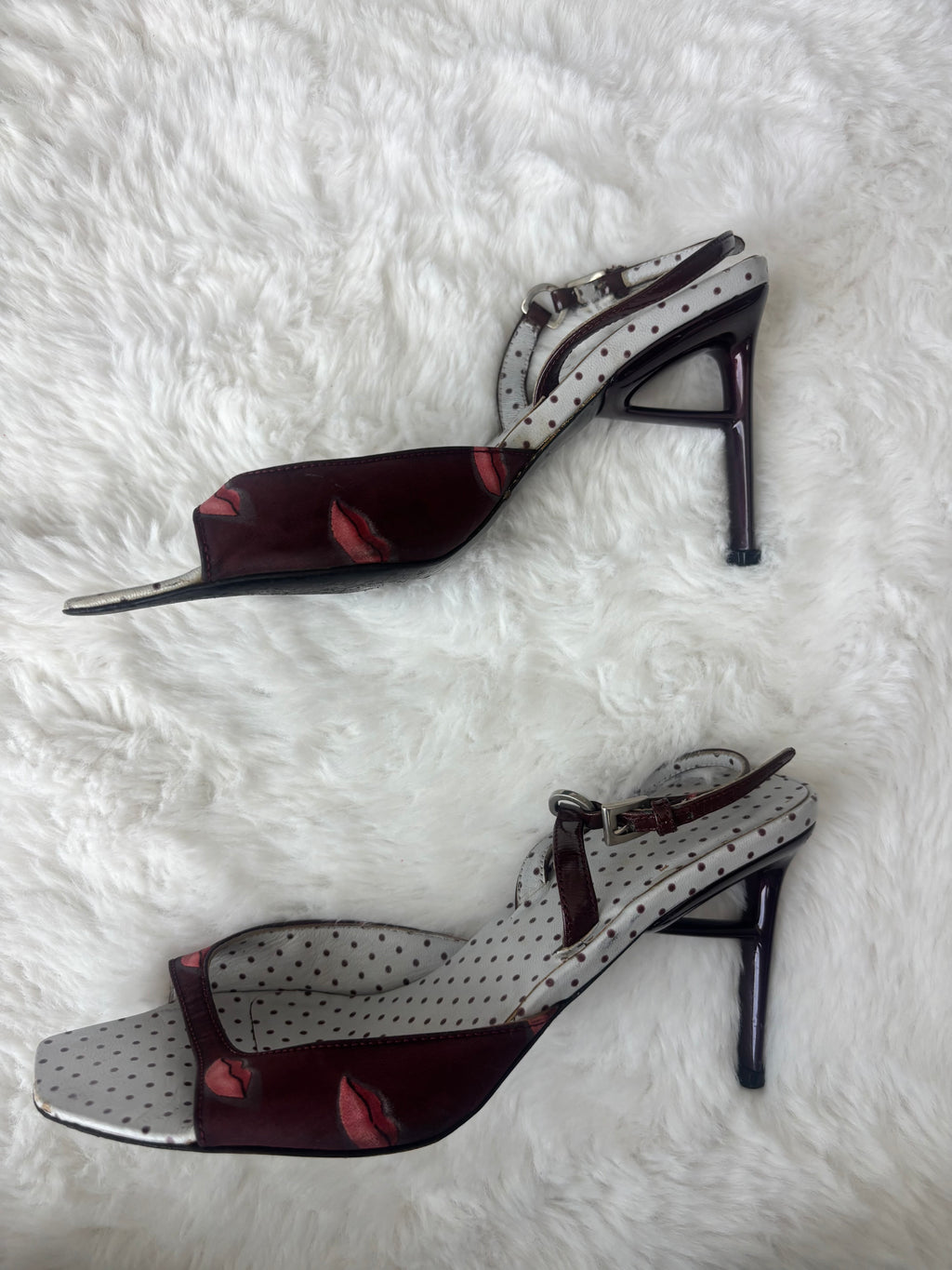 Prada 2000S/S Red Kiss Polka Dot Sling Back Size 36.5/37.5