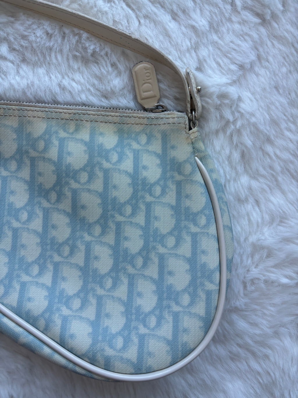 Rare Vintage Christian Dior Blue Saddle Pochette Bag