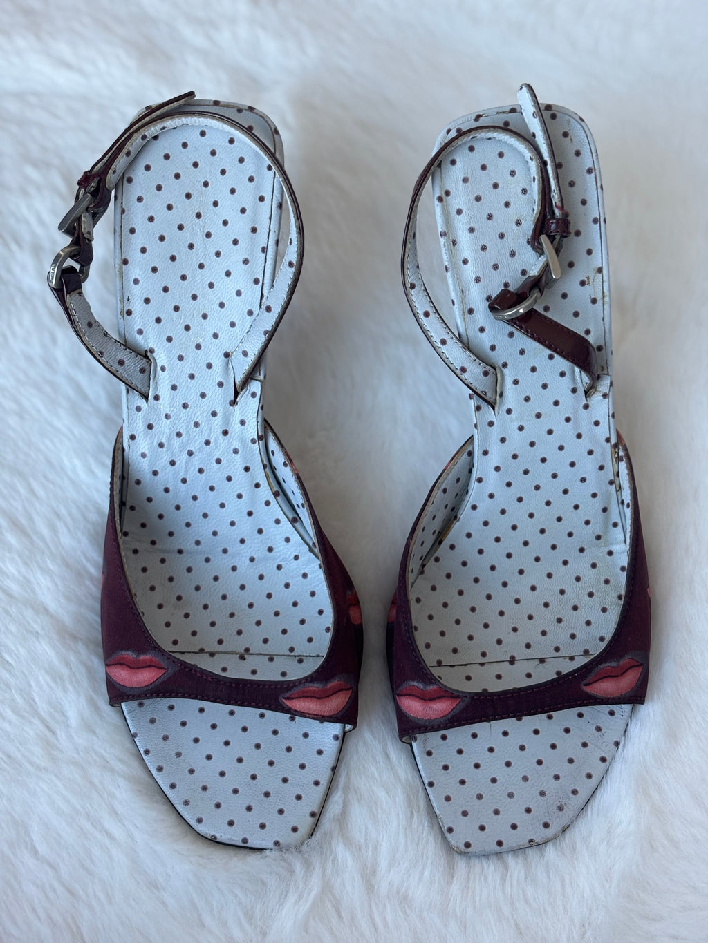 Prada 2000S/S Red Kiss Polka Dot Sling Back