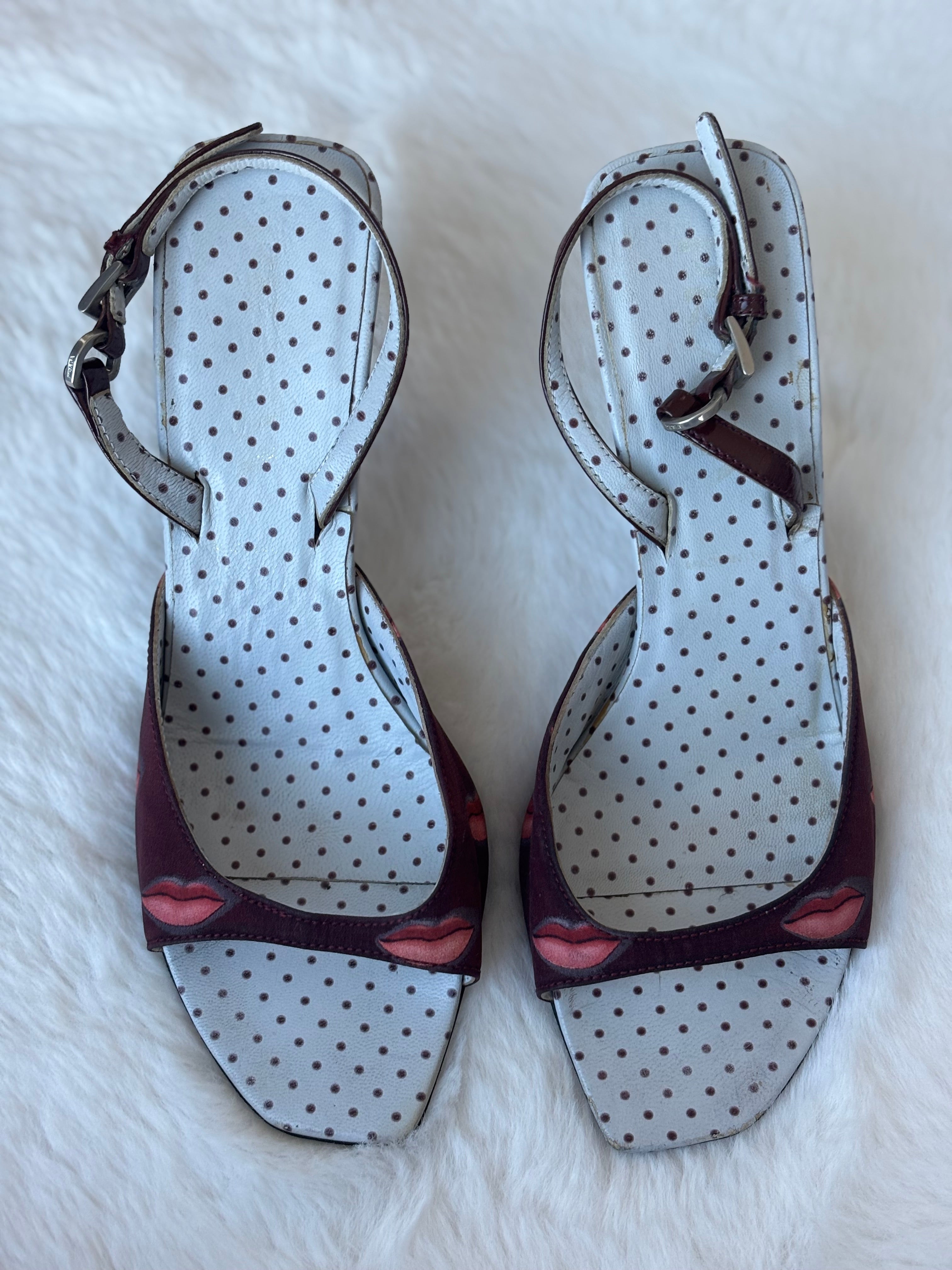 Prada 2000S/S Red Kiss Polka Dot Sling Back