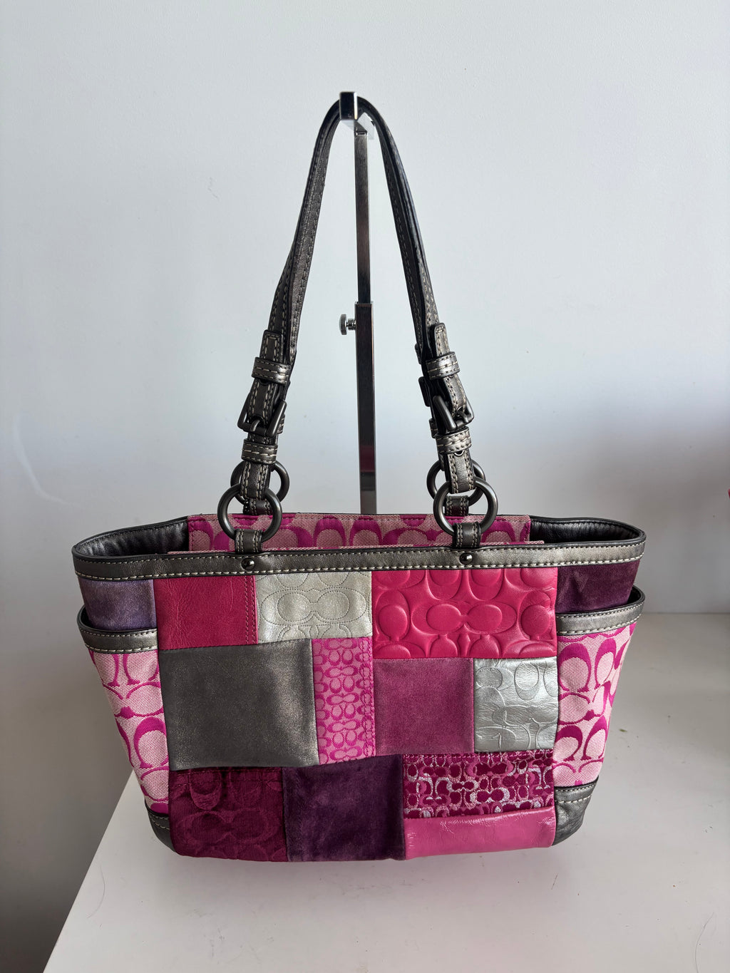 Coach Holiday Pink Patchwork Tote Bag