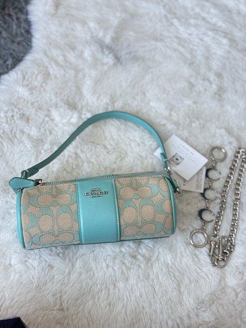 Coach 2024 Teal Blue Nolita Barrel Jacquard Monogram Bag