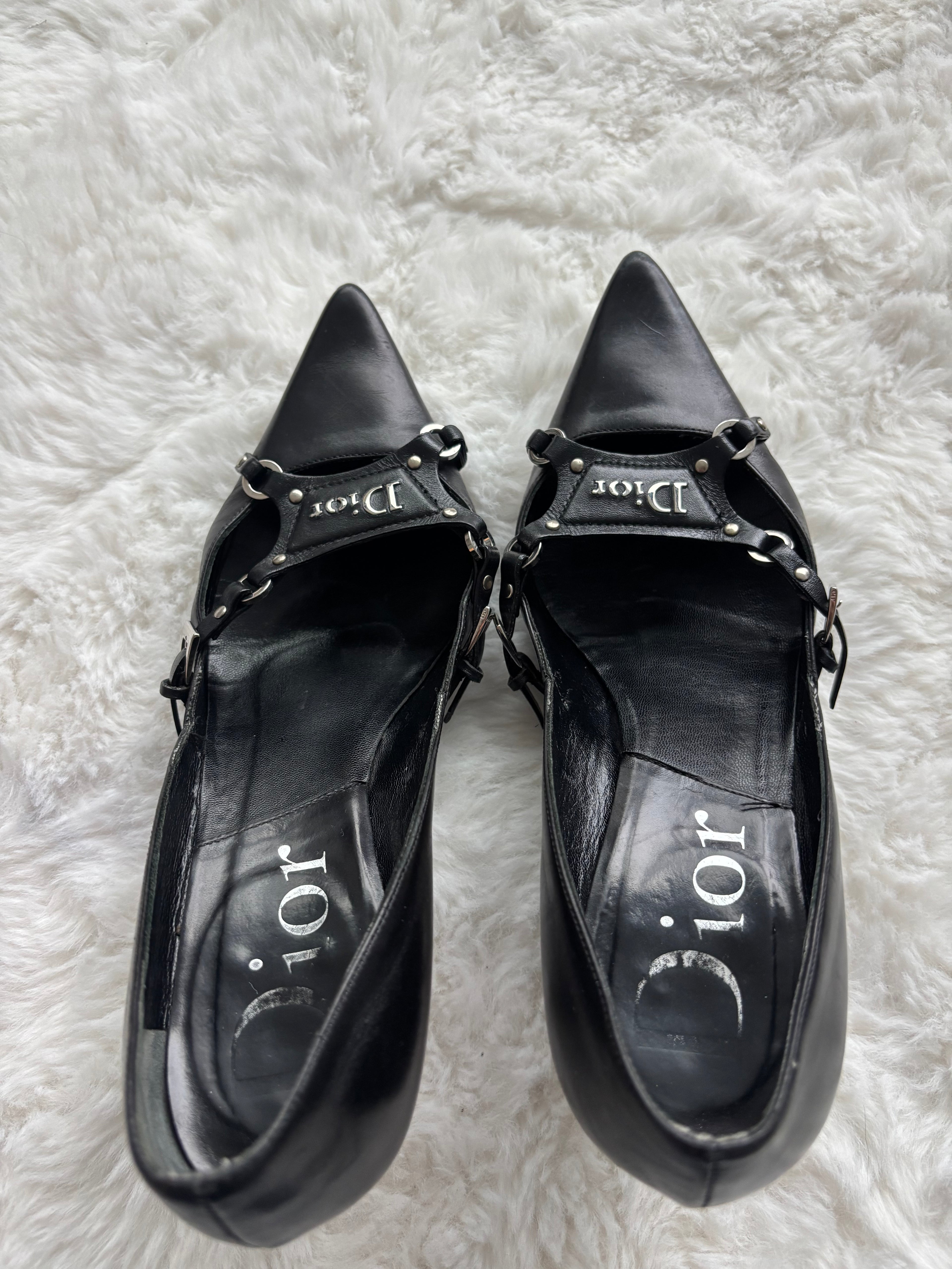 Vintage Christian Dior 2003 F/W John Galliano Era Bondage Punk Piercing Pumps Size 35.5
