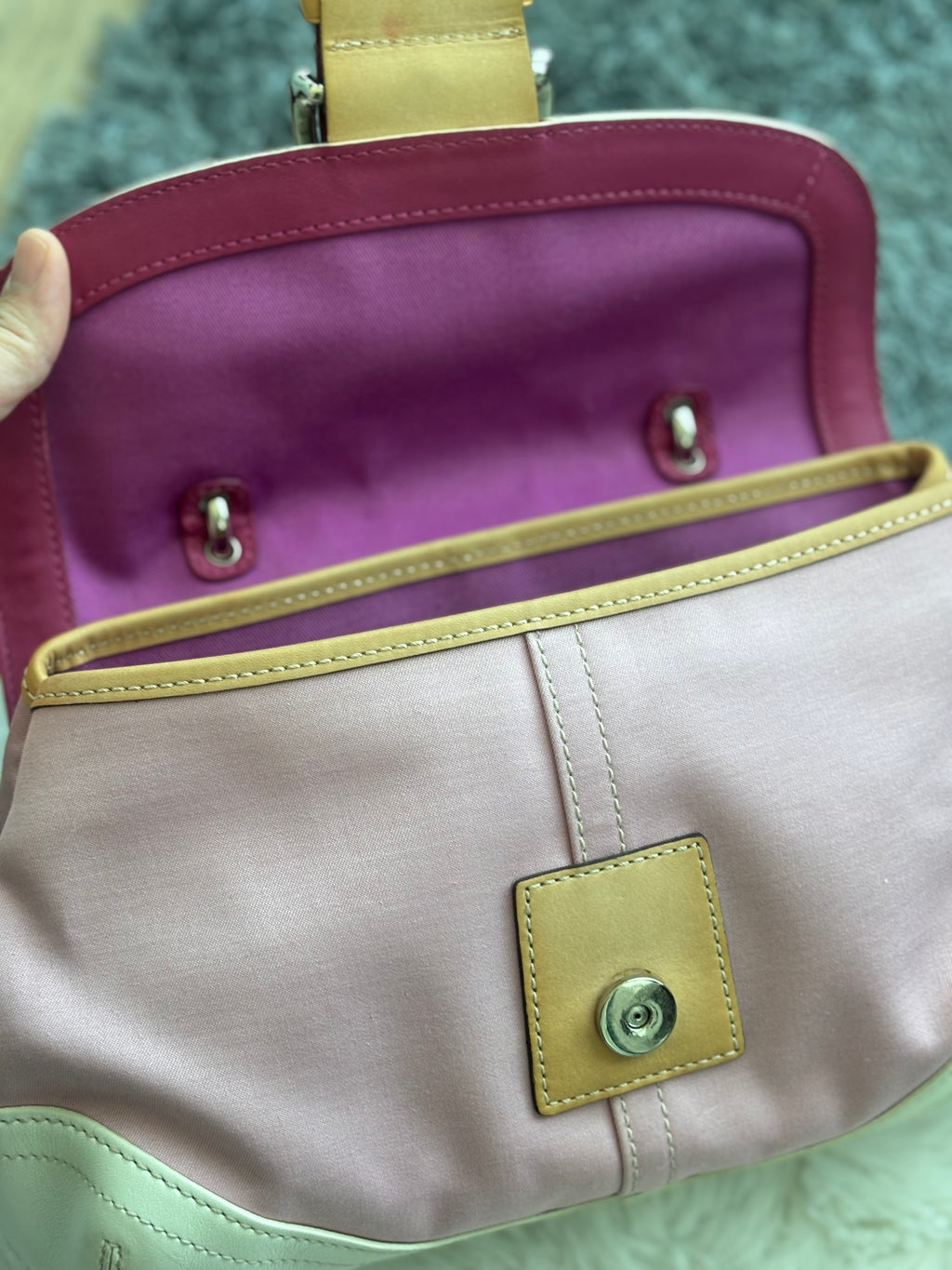 Vintage Coach Daisy Floral Pink Canvas Soho Bag