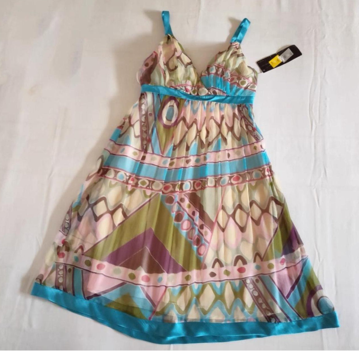 BNWT Vintage Sue Wong Boho-chic multi-coloured silk dress