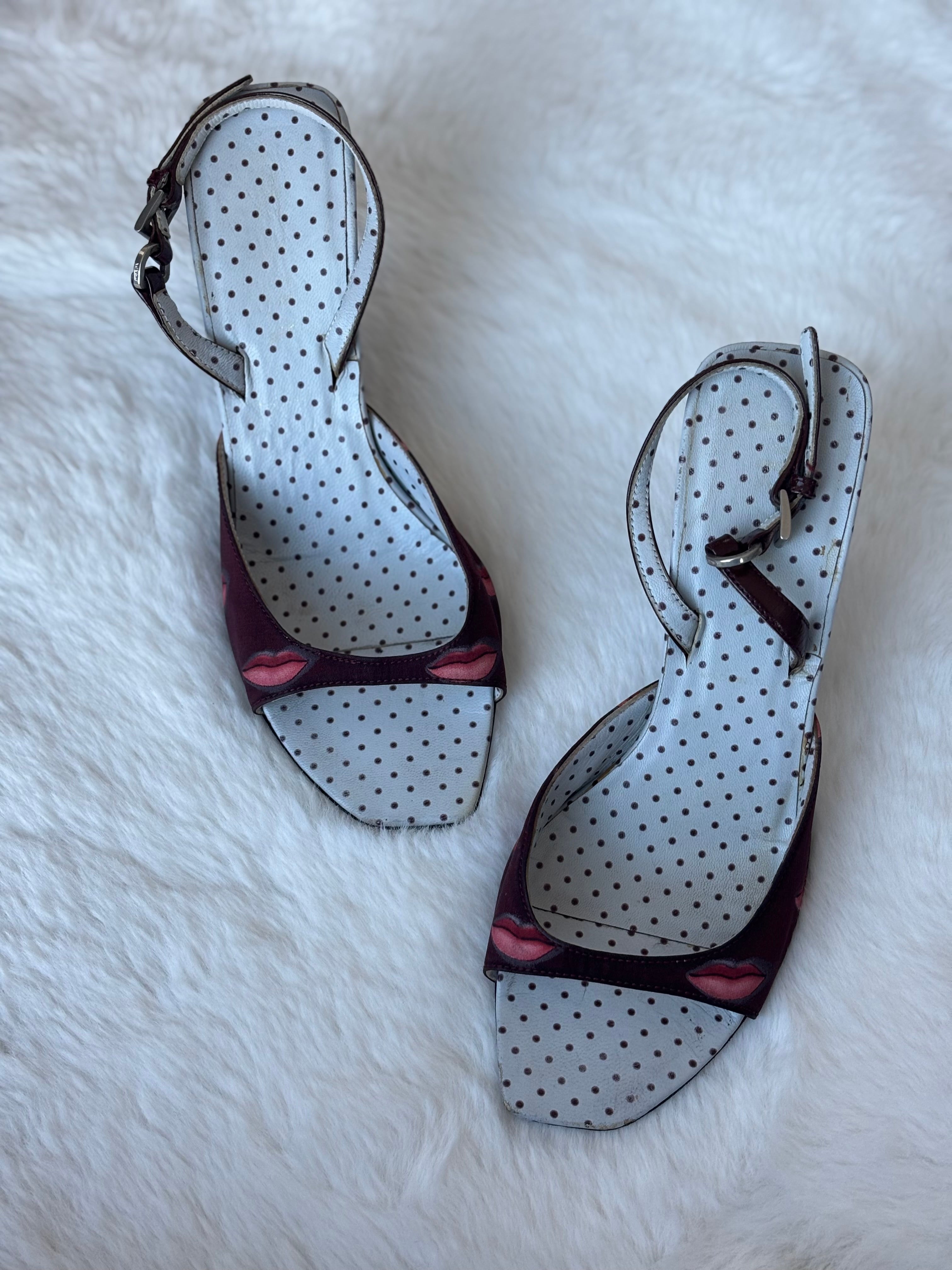 Prada 2000S/S Red Kiss Polka Dot Sling Back