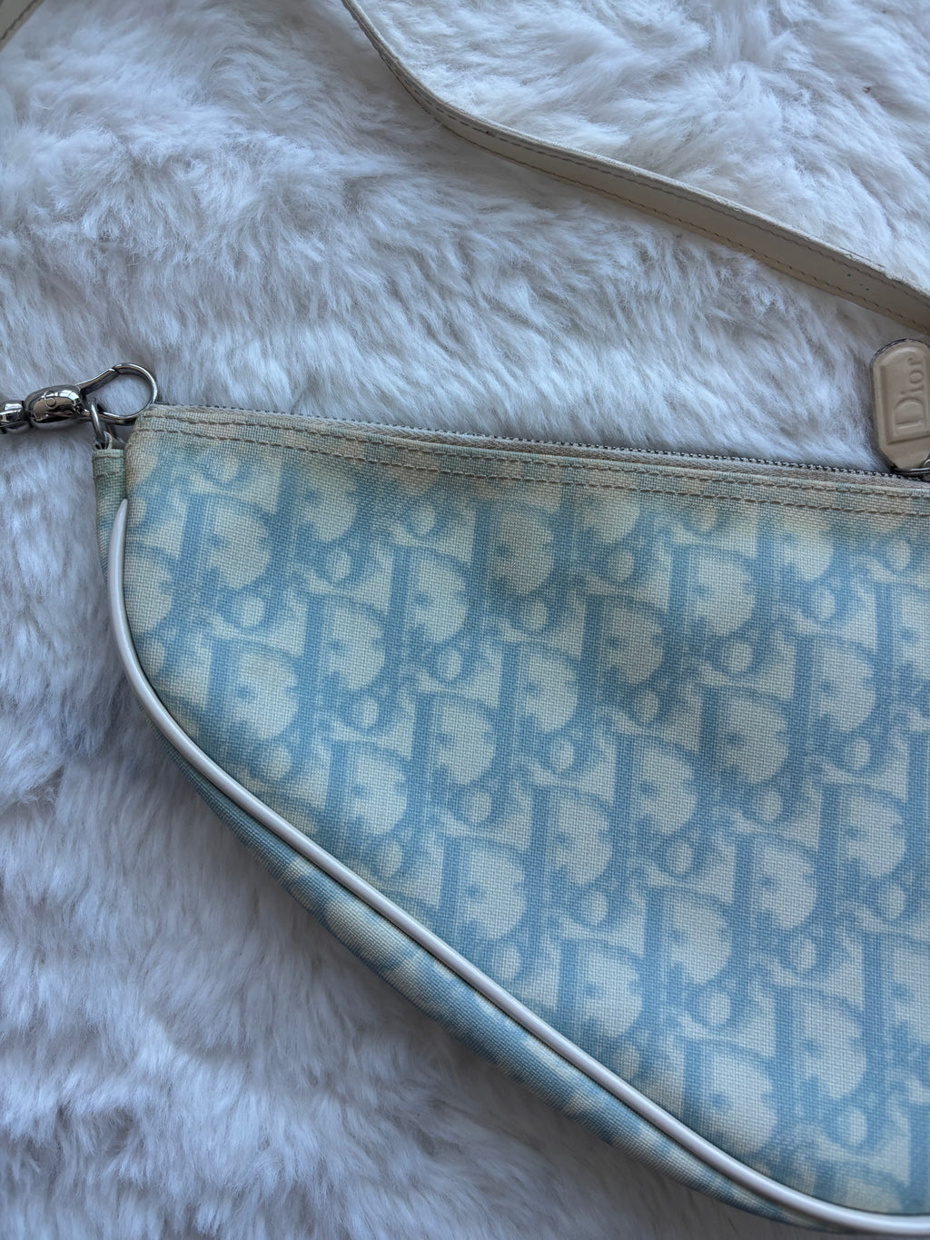 Rare Vintage Christian Dior Blue Saddle Pochette Bag