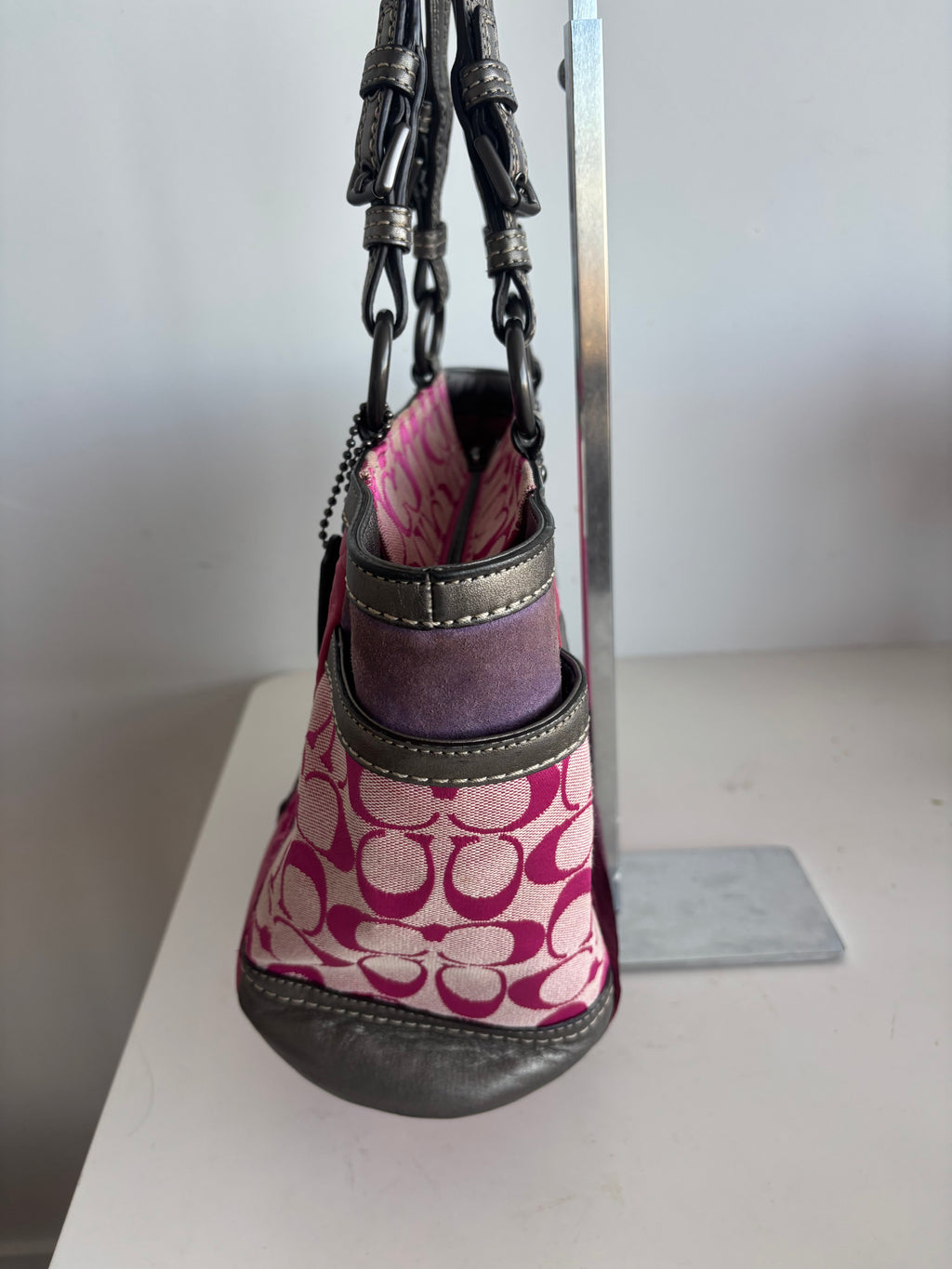 Coach Holiday Pink Patchwork Tote Bag