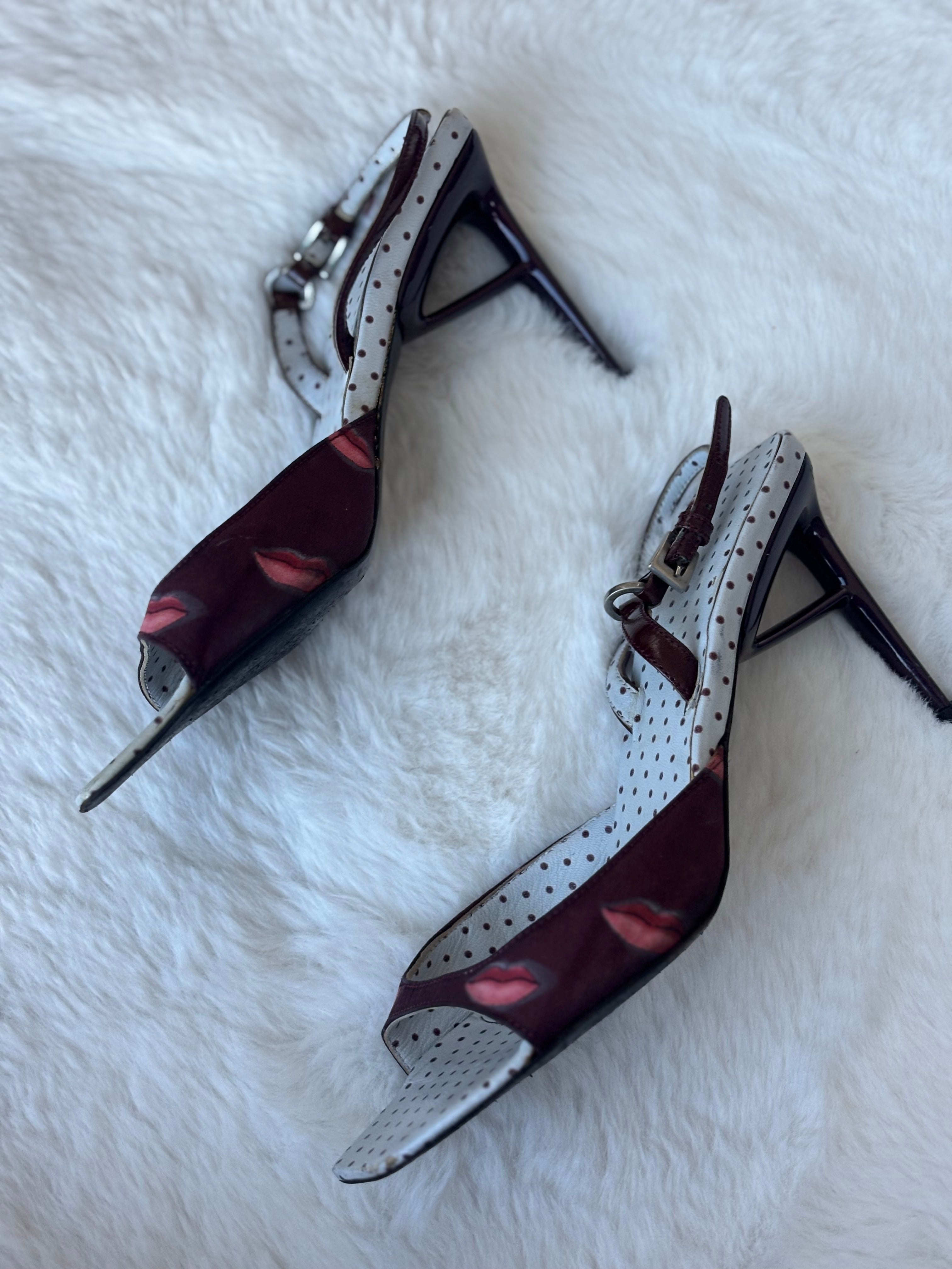 Prada 2000S/S Red Kiss Polka Dot Sling Back