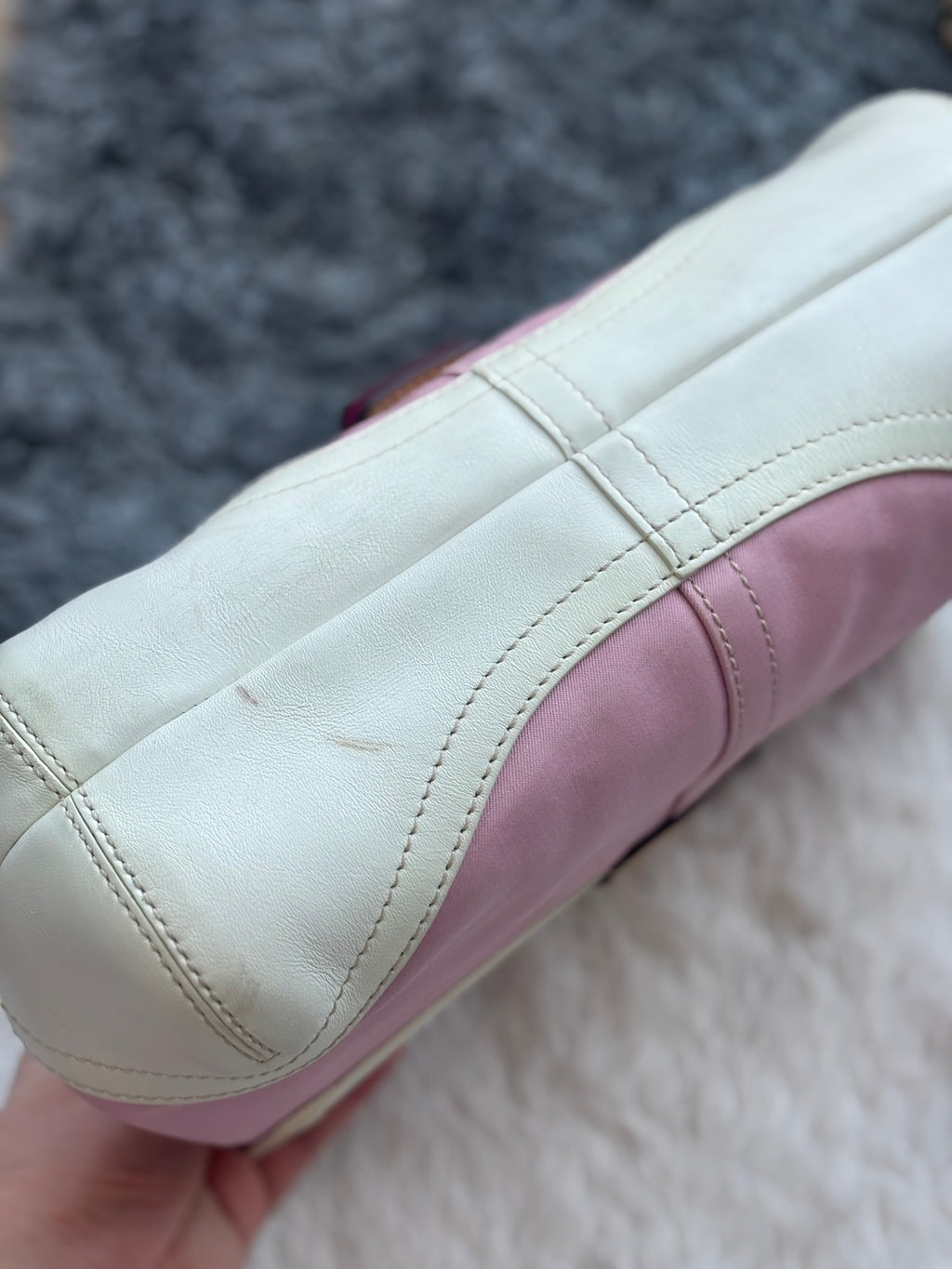 Vintage Coach Daisy Floral Pink Canvas Soho Bag