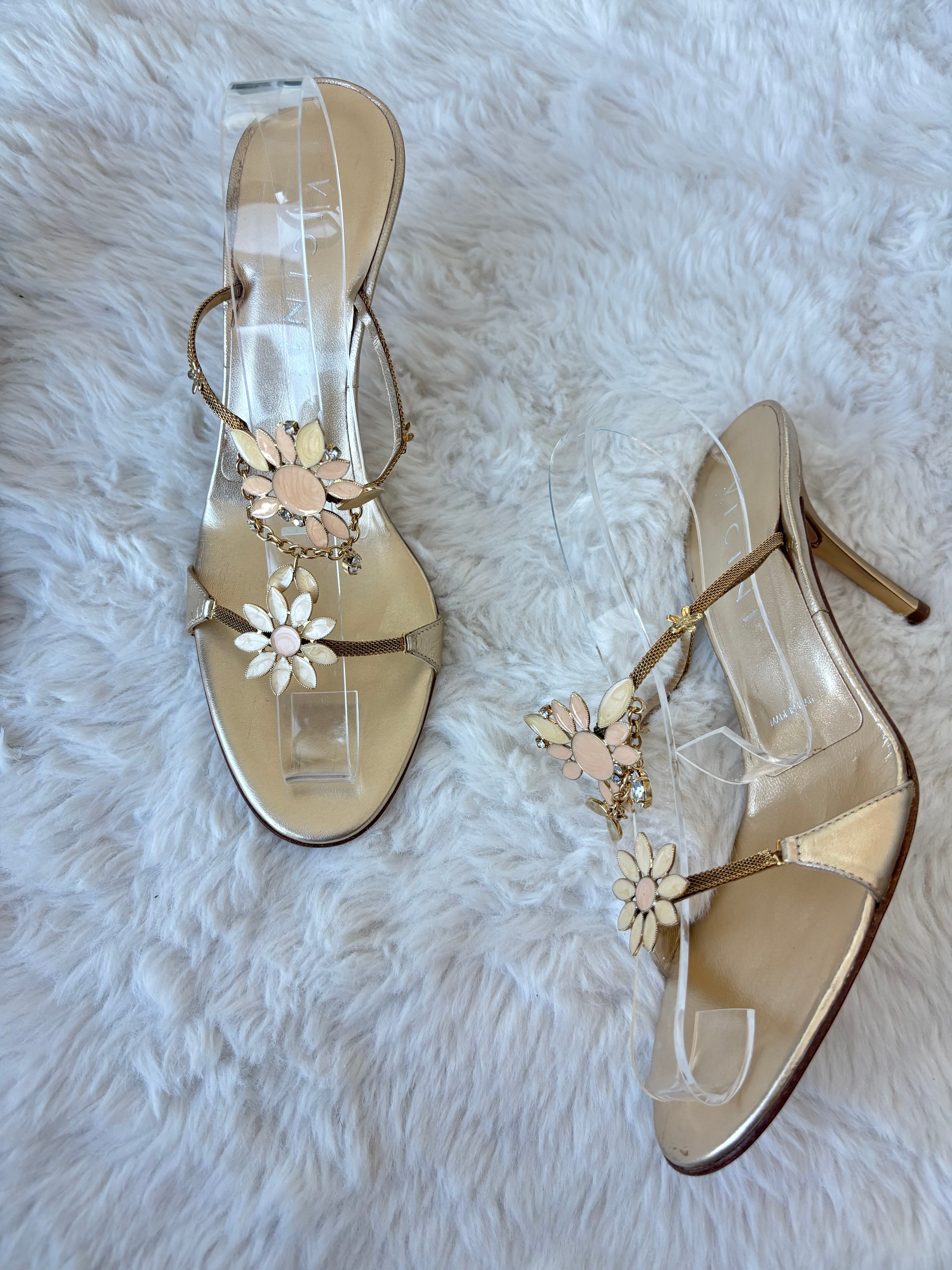 Giuseppe Zanotti Vicini Pink Floral Crystal Embellishment Heels Size 36/37