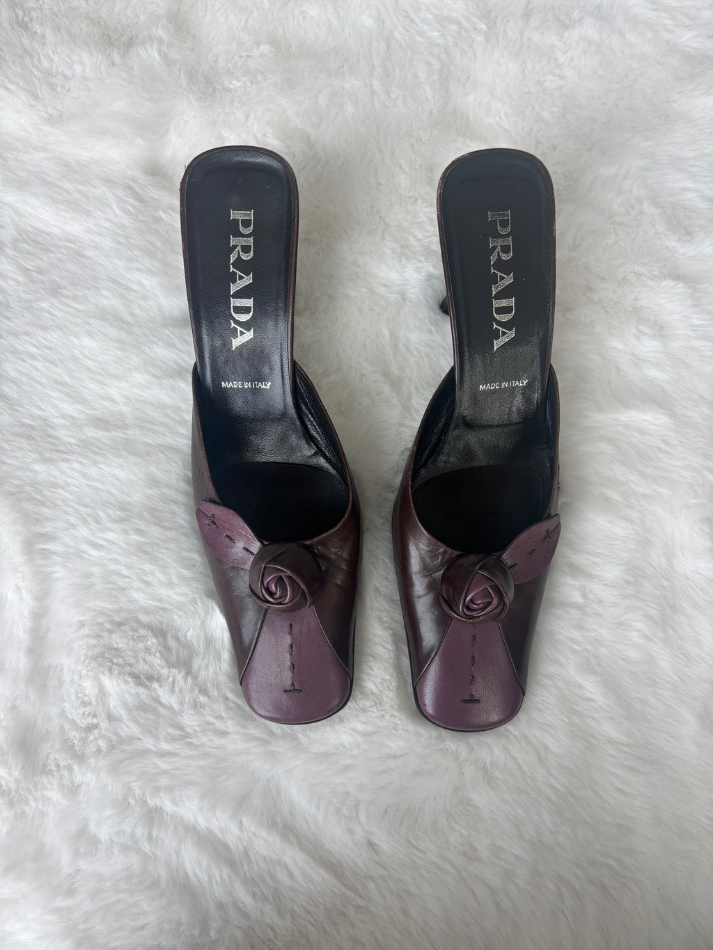 Vintage Prada Purple Rose Kitten Heels