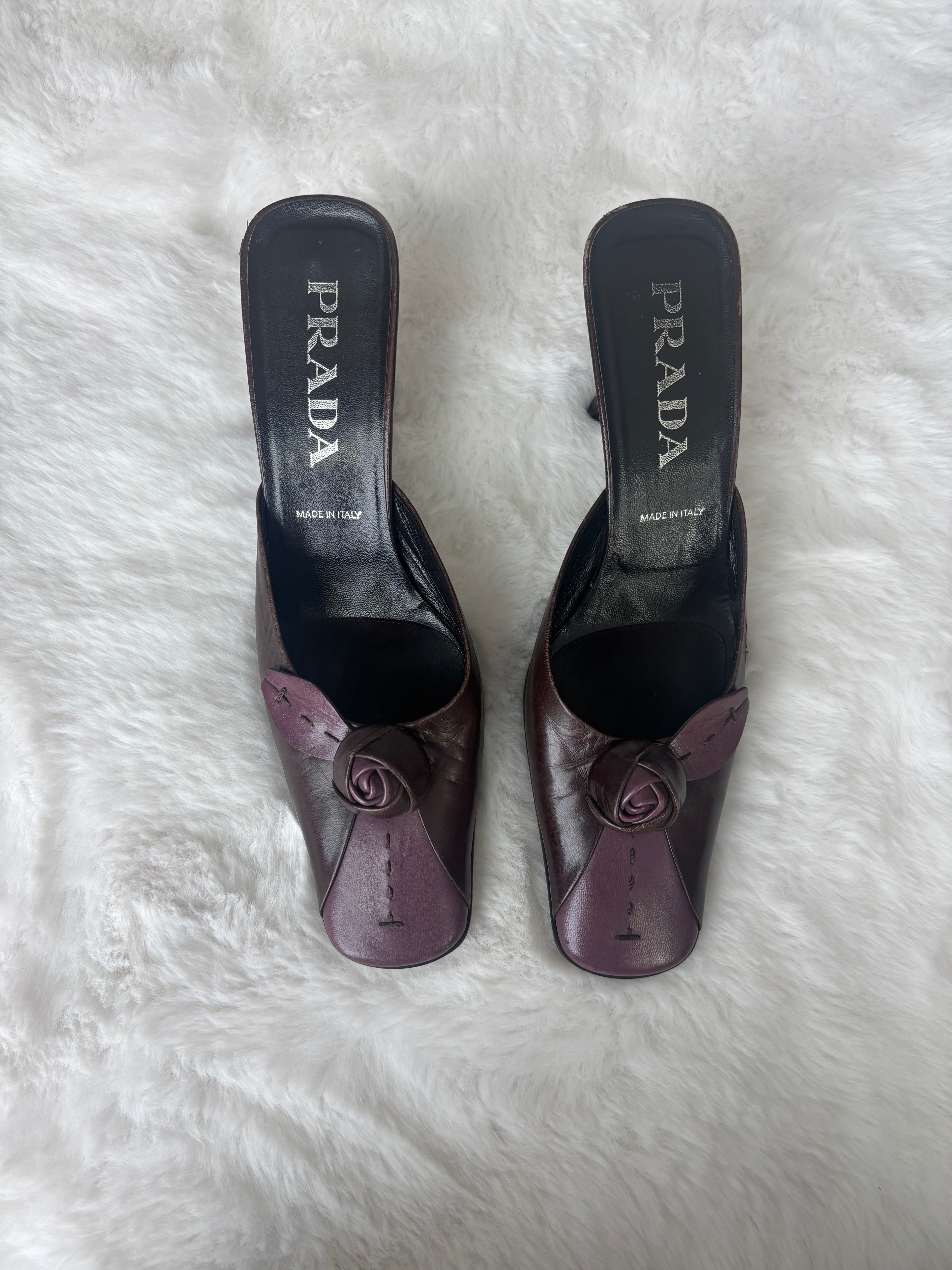 Vintage Prada Purple Rose Kitten Heels