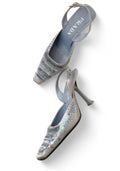 Prada 1999 FW Bluish Silver Ombre Sequin Slingback Heels in satin