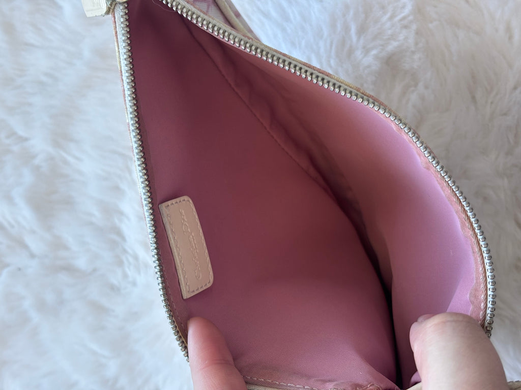 Vintage Christian Dior Classic Pink & White Monogram Saddle Pochette Bag