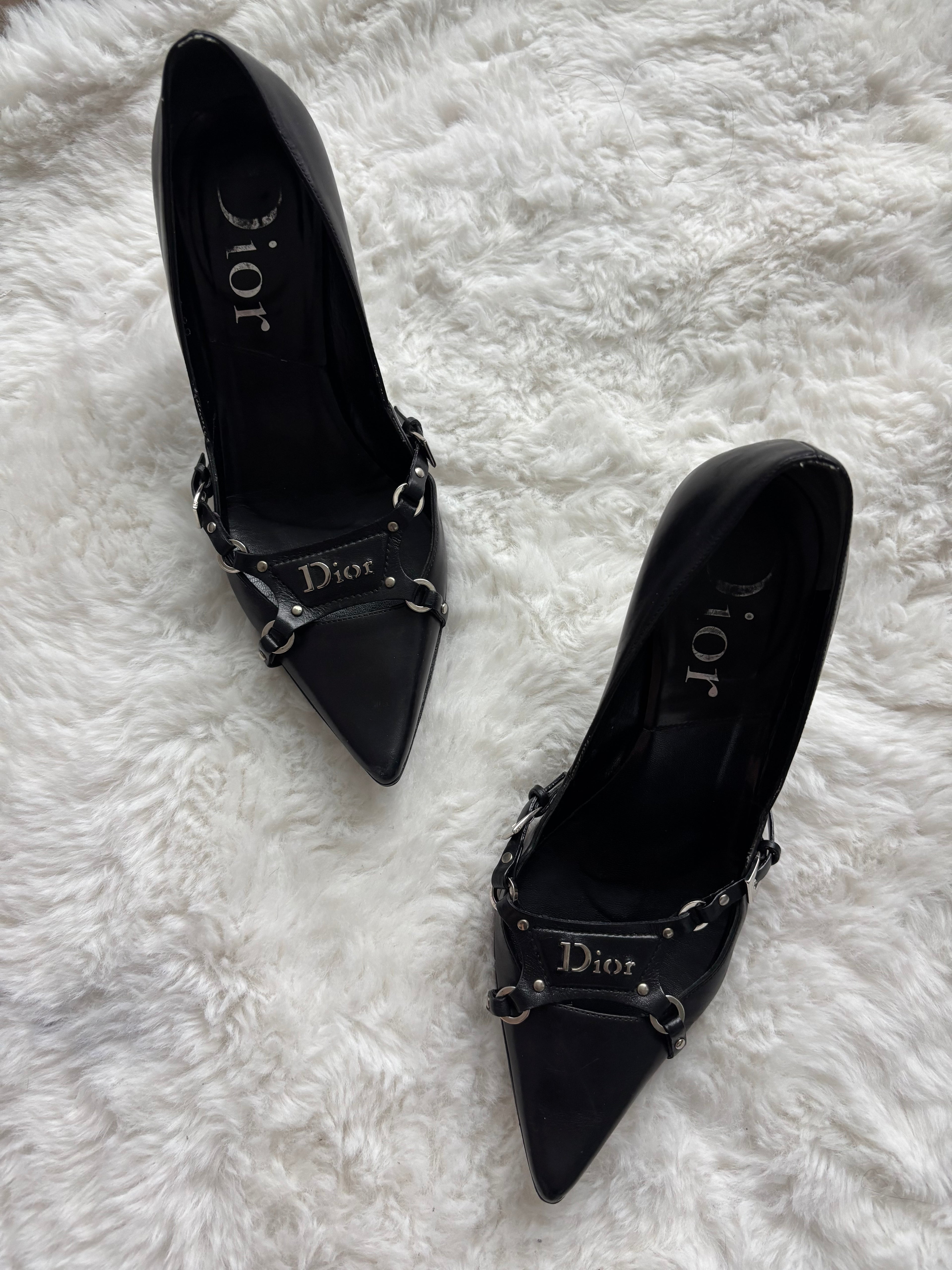 Vintage Christian Dior 2003 F/W John Galliano Era Bondage Punk Piercing Pumps Size 35.5
