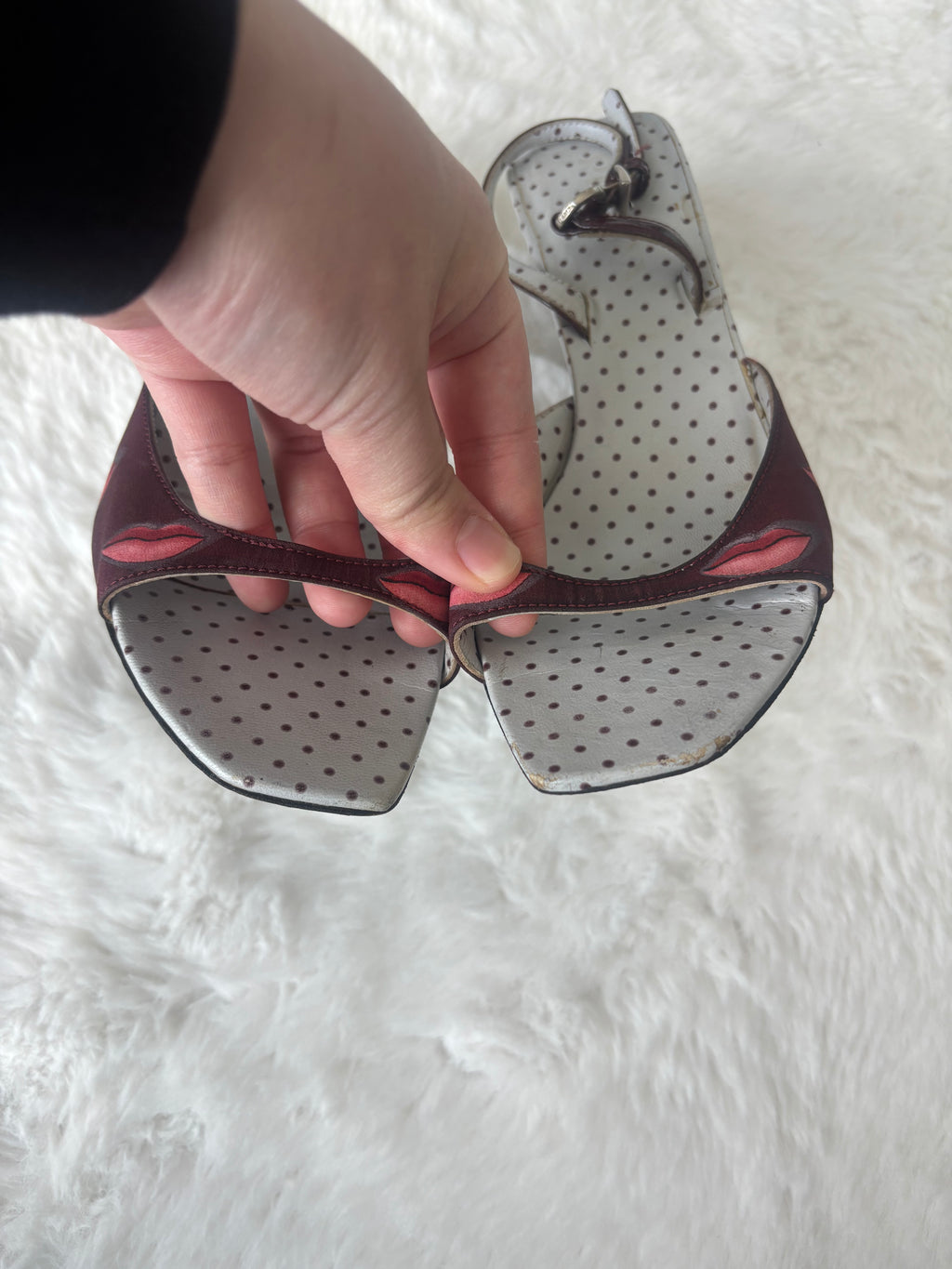 Prada 2000S/S Red Kiss Polka Dot Sling Back Size 36.5/37.5