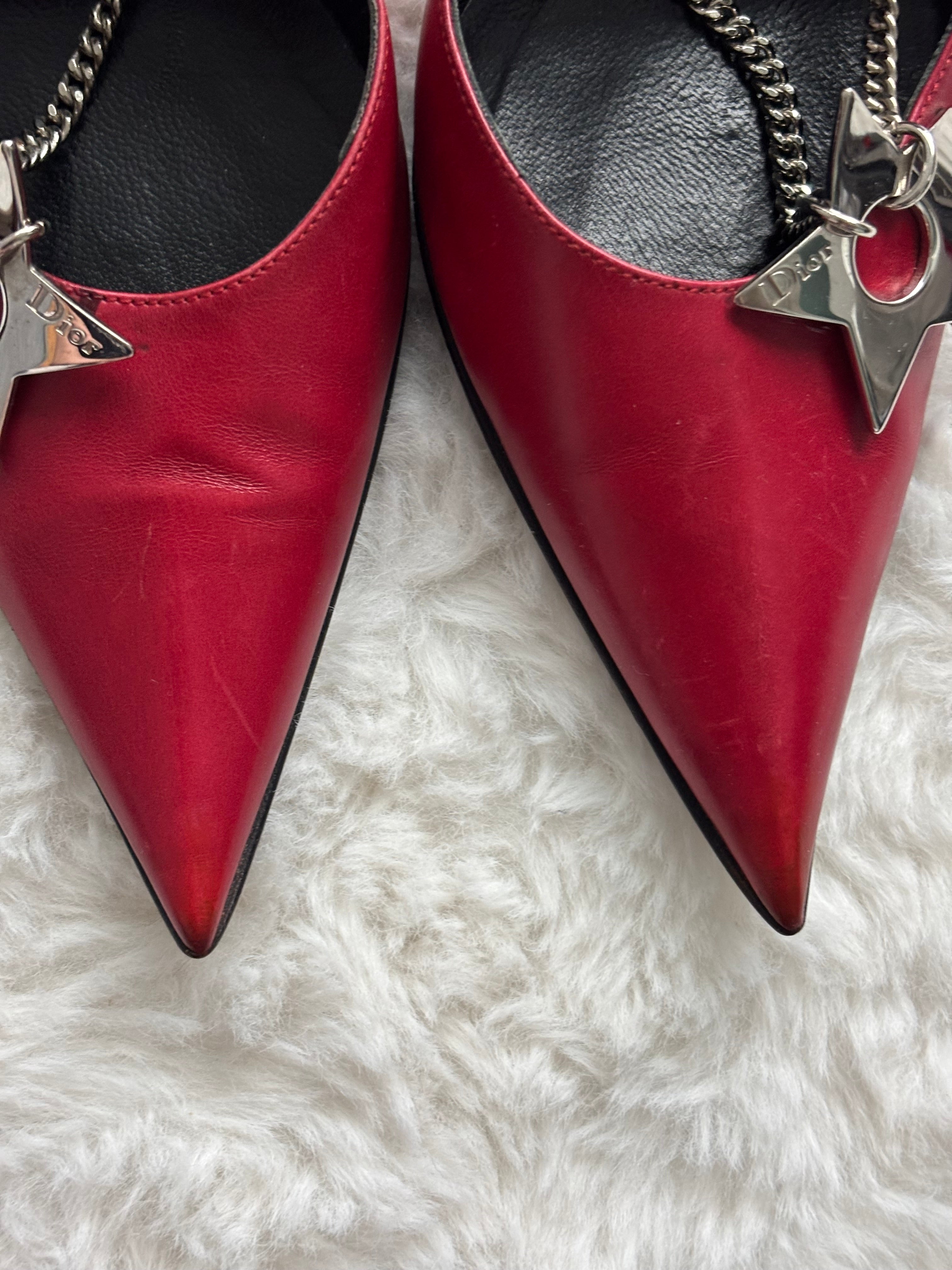 Vintage Christian Dior John Galliano era Red Punk piercing heels Size 39