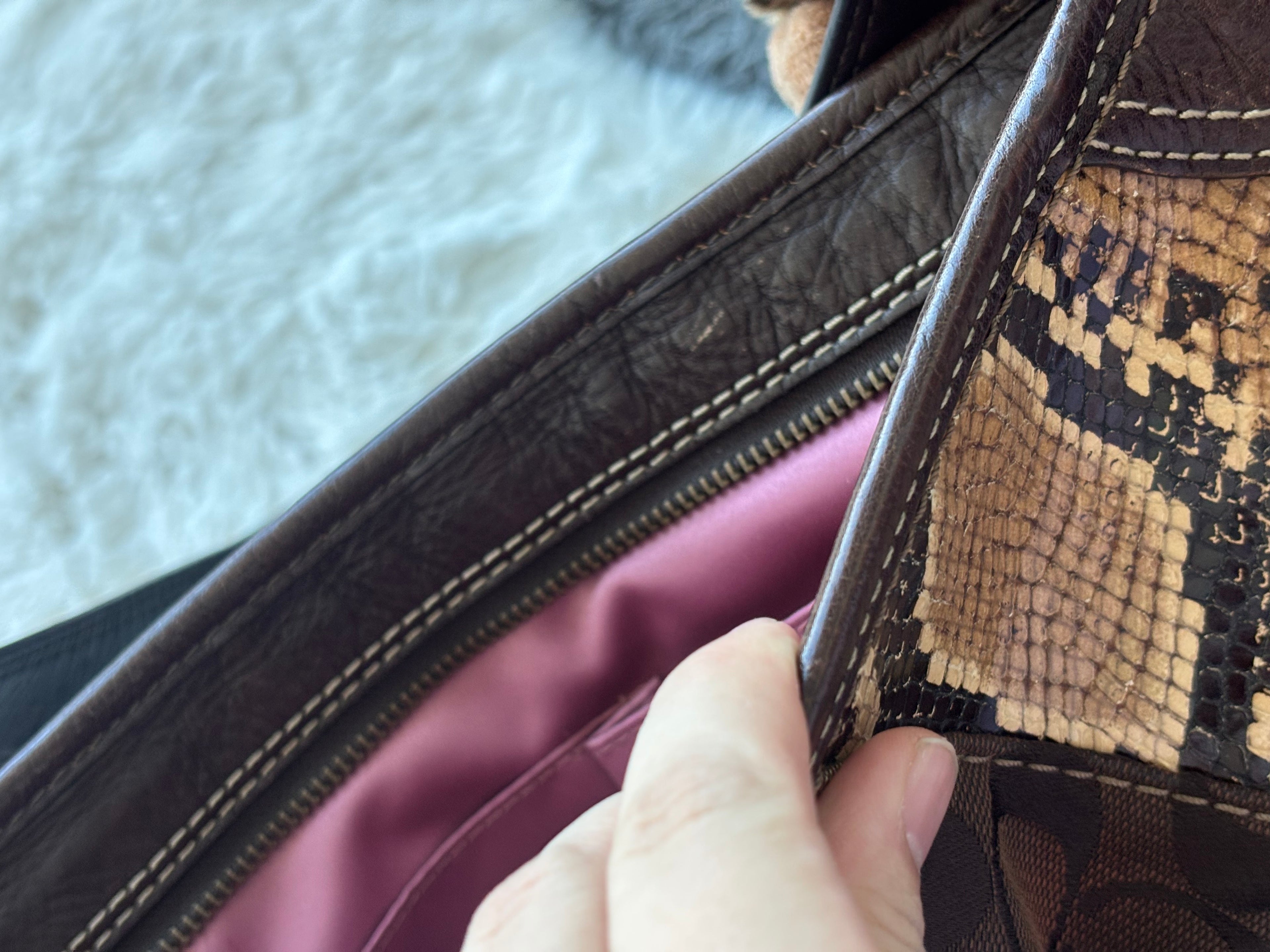 Vintage Coach Brown Leopard Patchwork Crossy body Bag