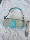 Coach 2024 Teal Blue Nolita Barrel Jacquard Monogram Bag