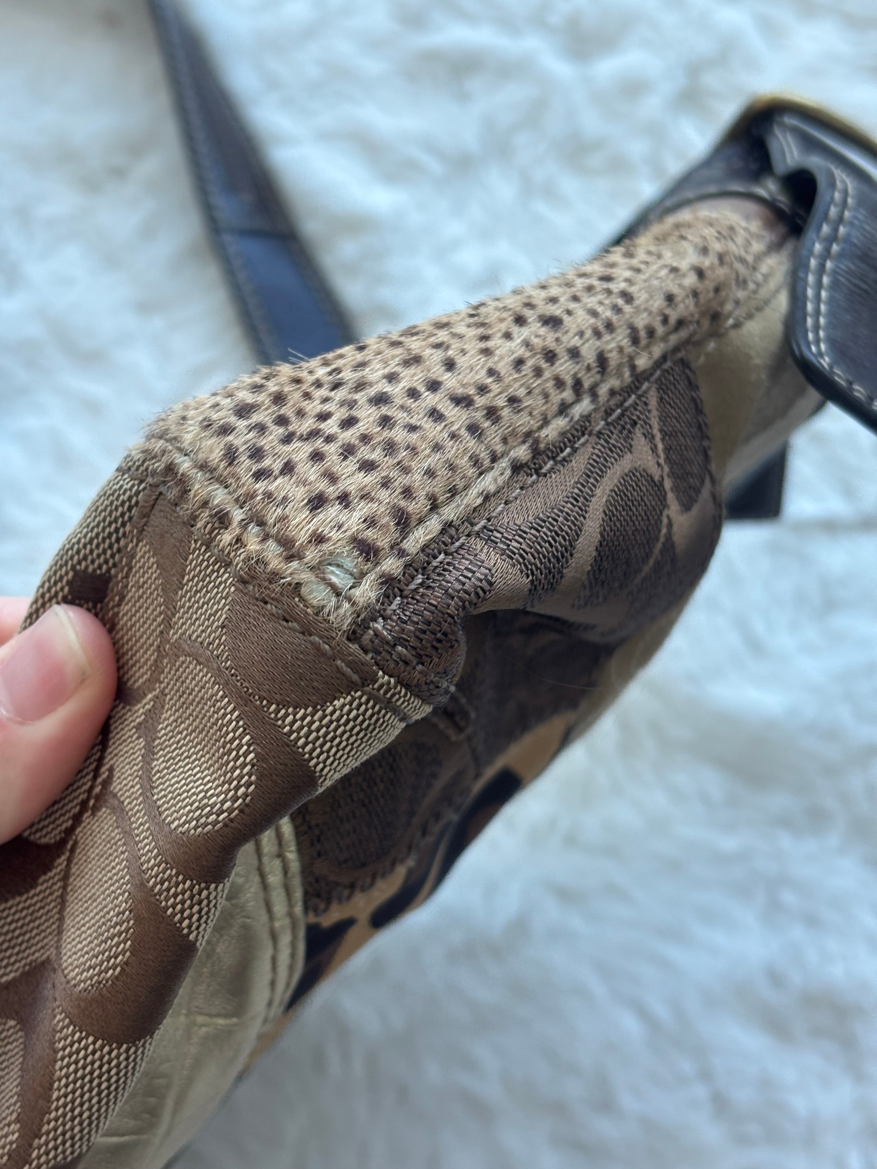 Vintage Coach Brown Leopard Patchwork Crossy body Bag