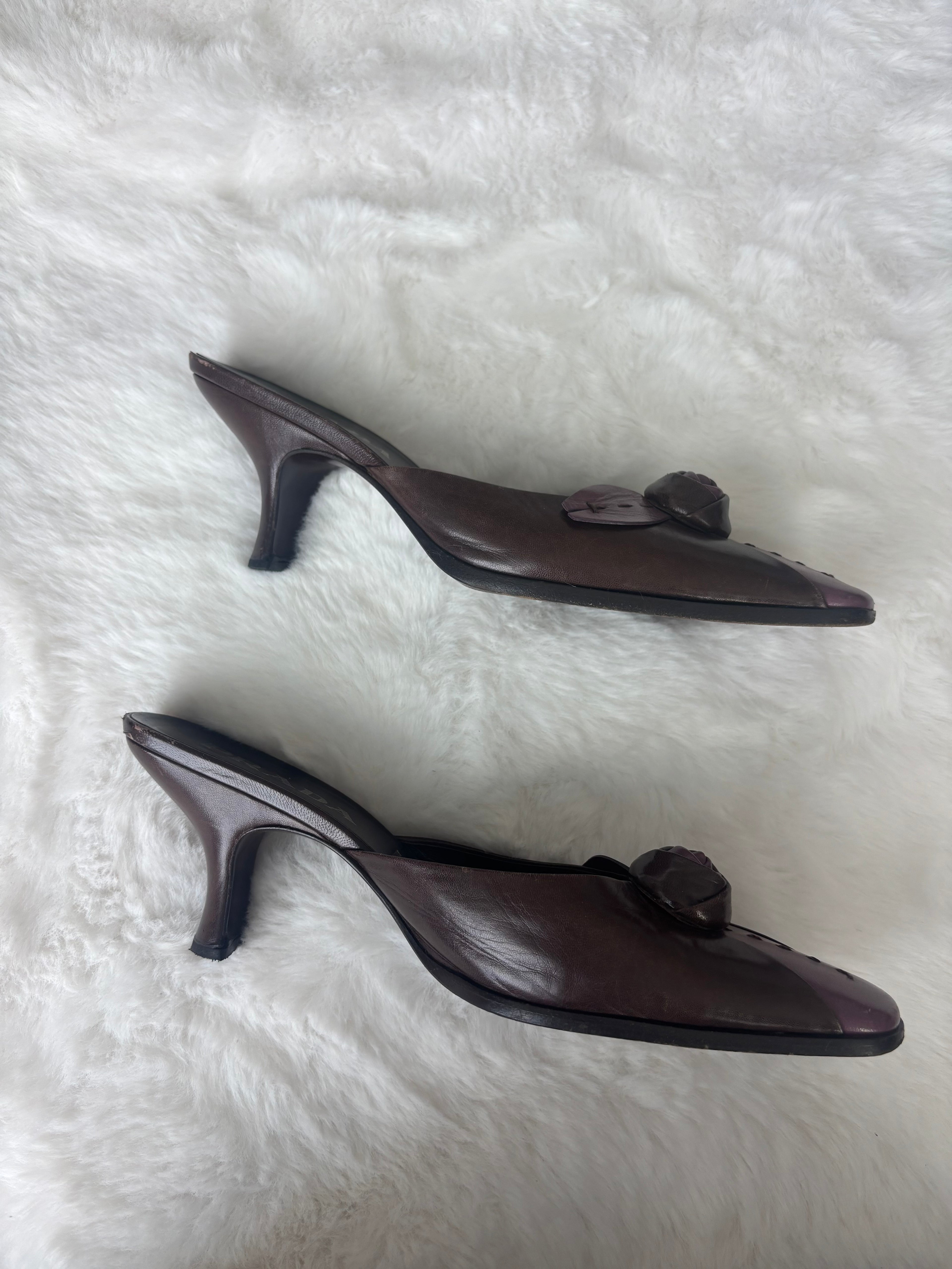 Vintage Prada Purple Rose Kitten Heels