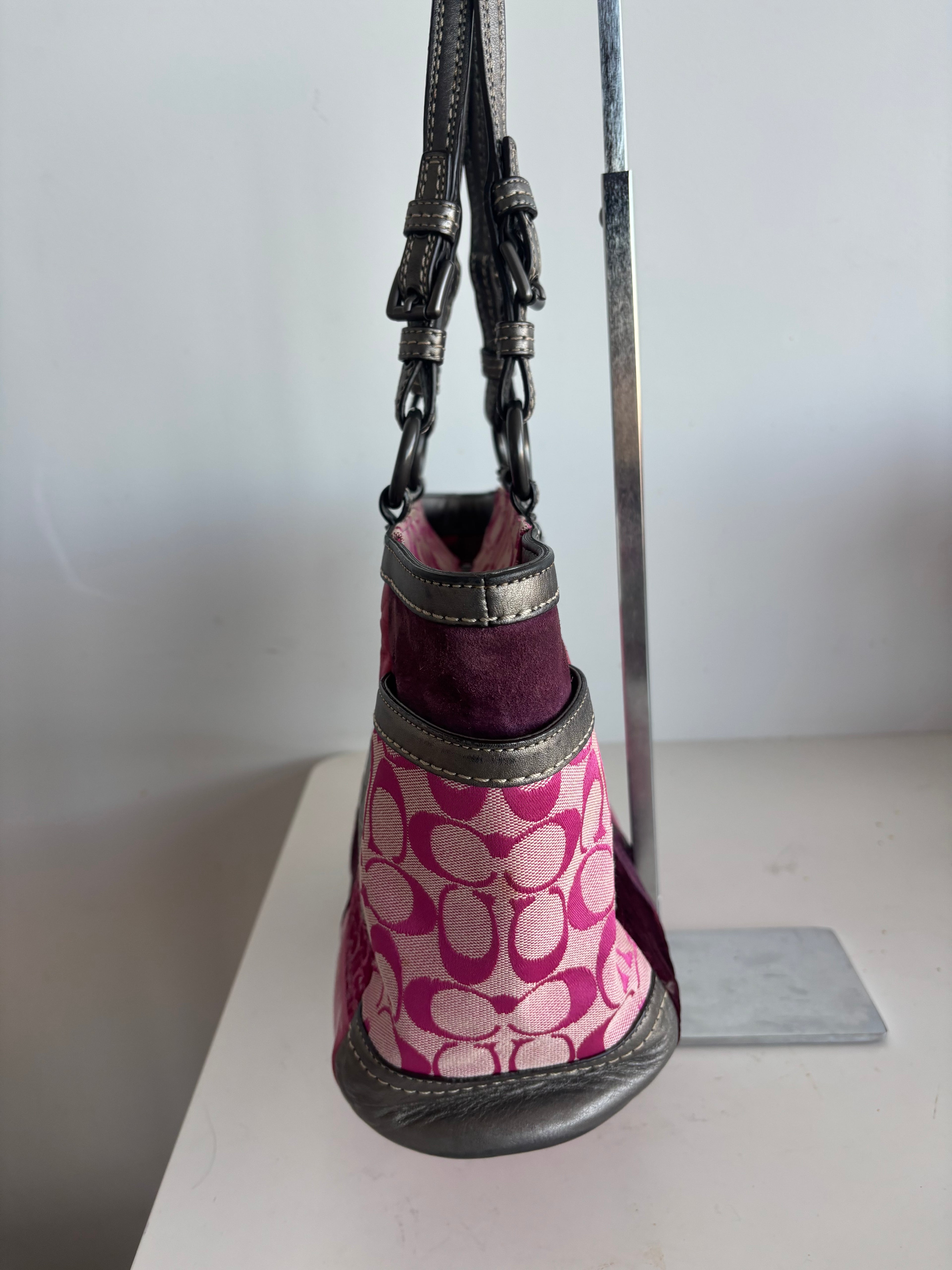 Coach Holiday Pink Patchwork Tote Bag