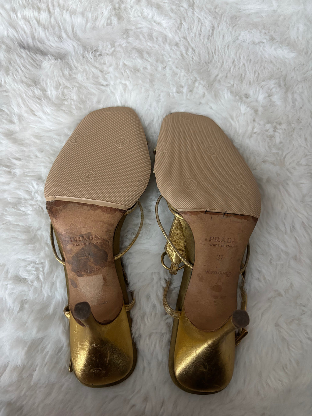 Rare Prada gold sandals with crystal embellishments