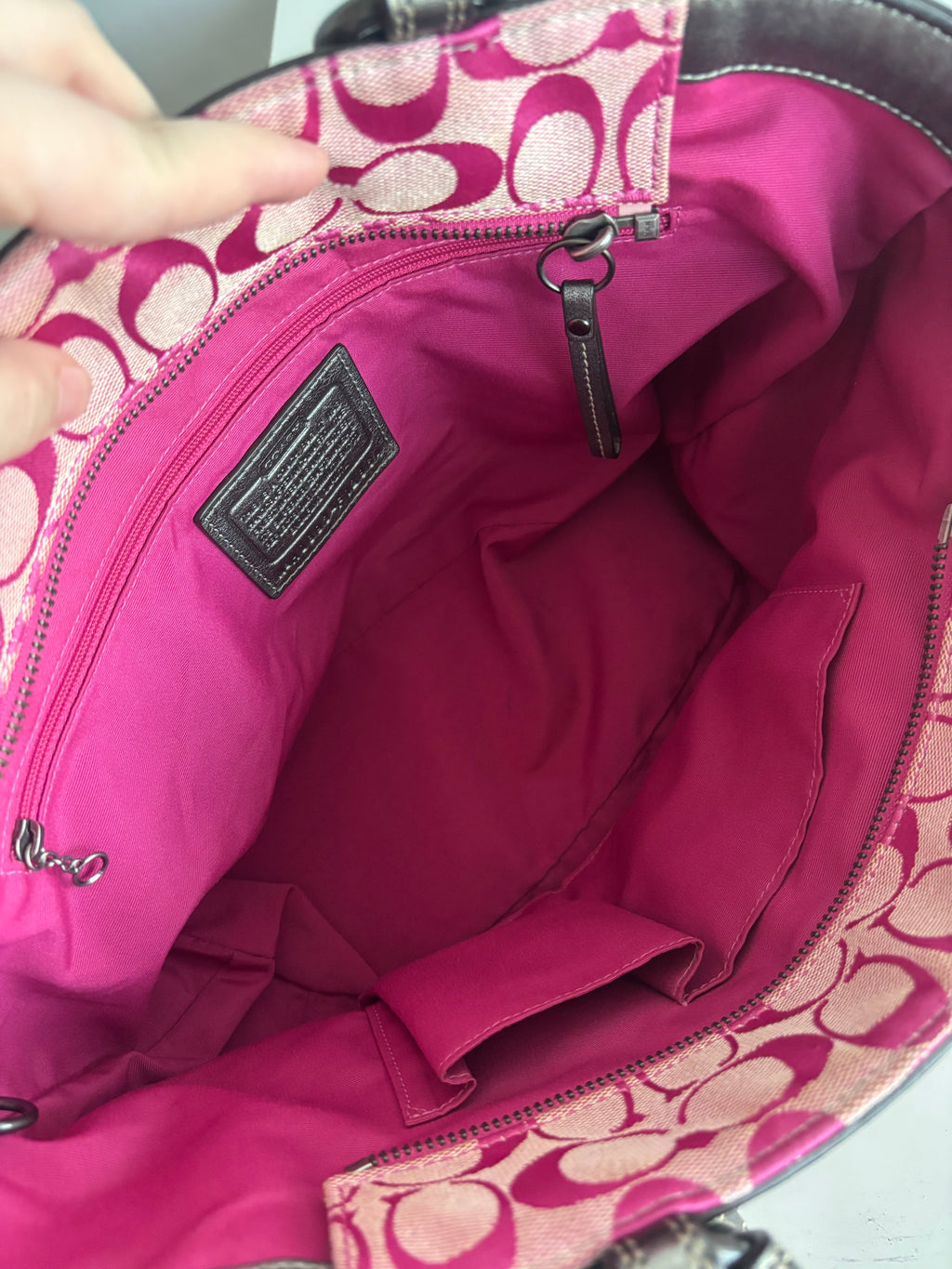 Coach Holiday Pink Patchwork Tote Bag