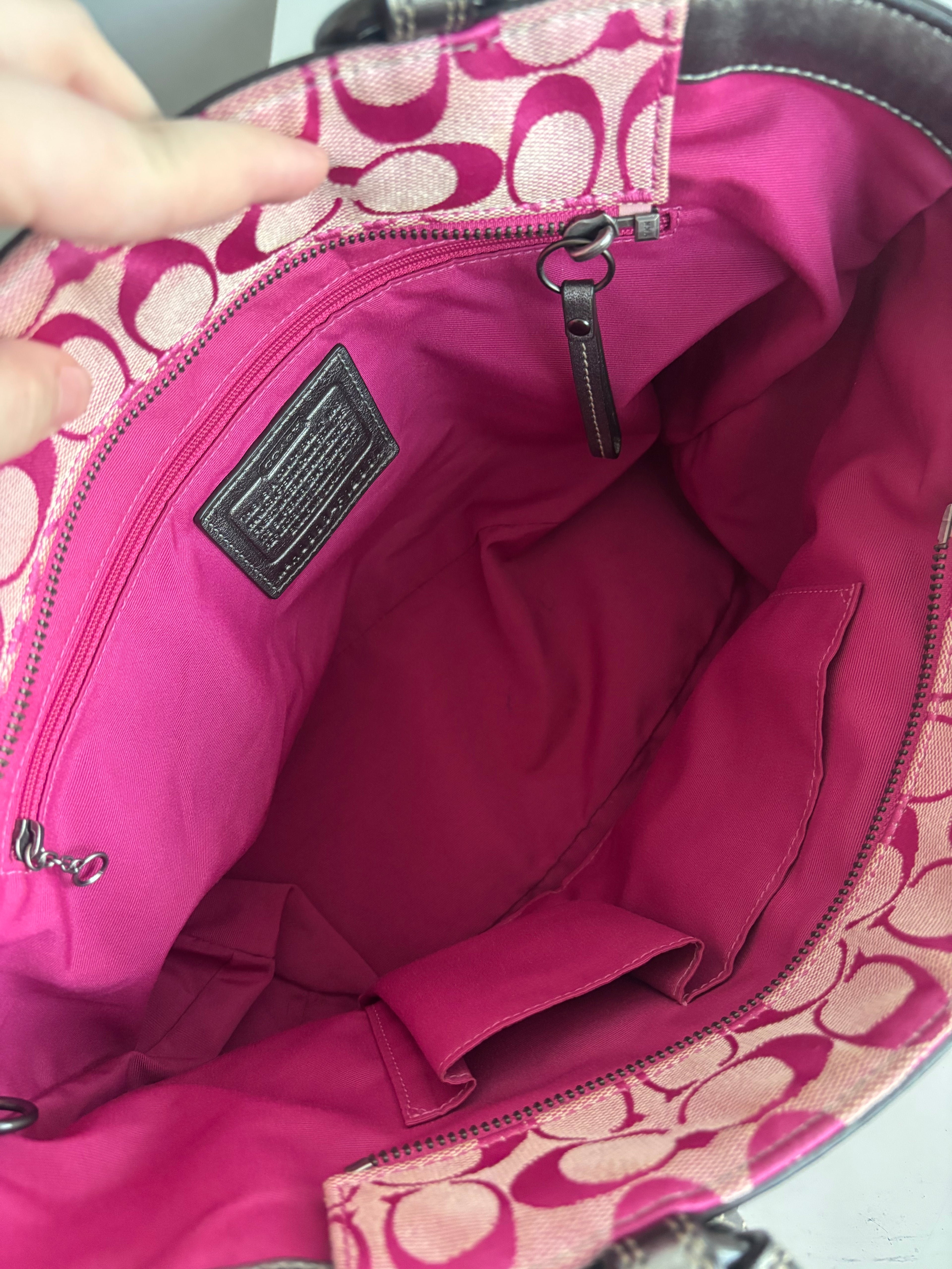 Coach Holiday Pink Patchwork Tote Bag