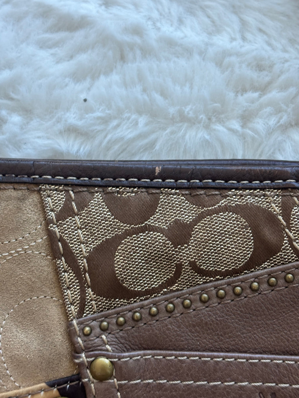 Vintage Coach Brown Leopard Patchwork Crossy body Bag