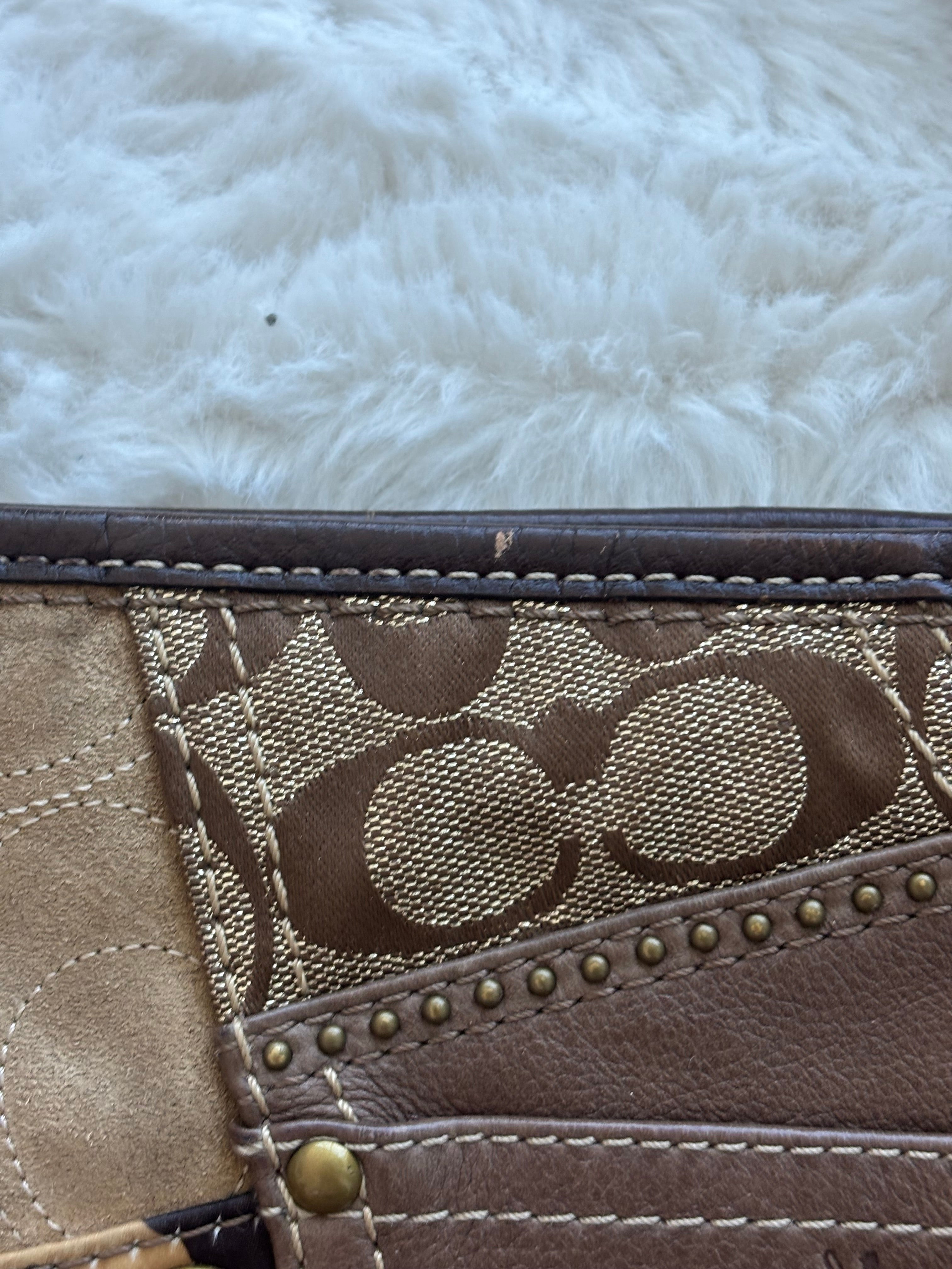 Vintage Coach Brown Leopard Patchwork Crossy body Bag
