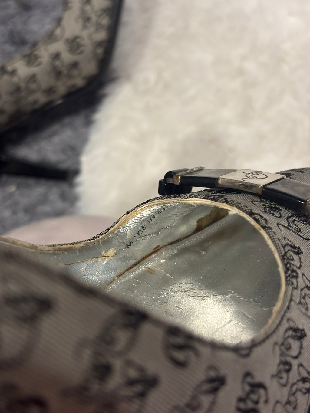 Vintage Baby Phat Grey Monogram Logo Print Heels