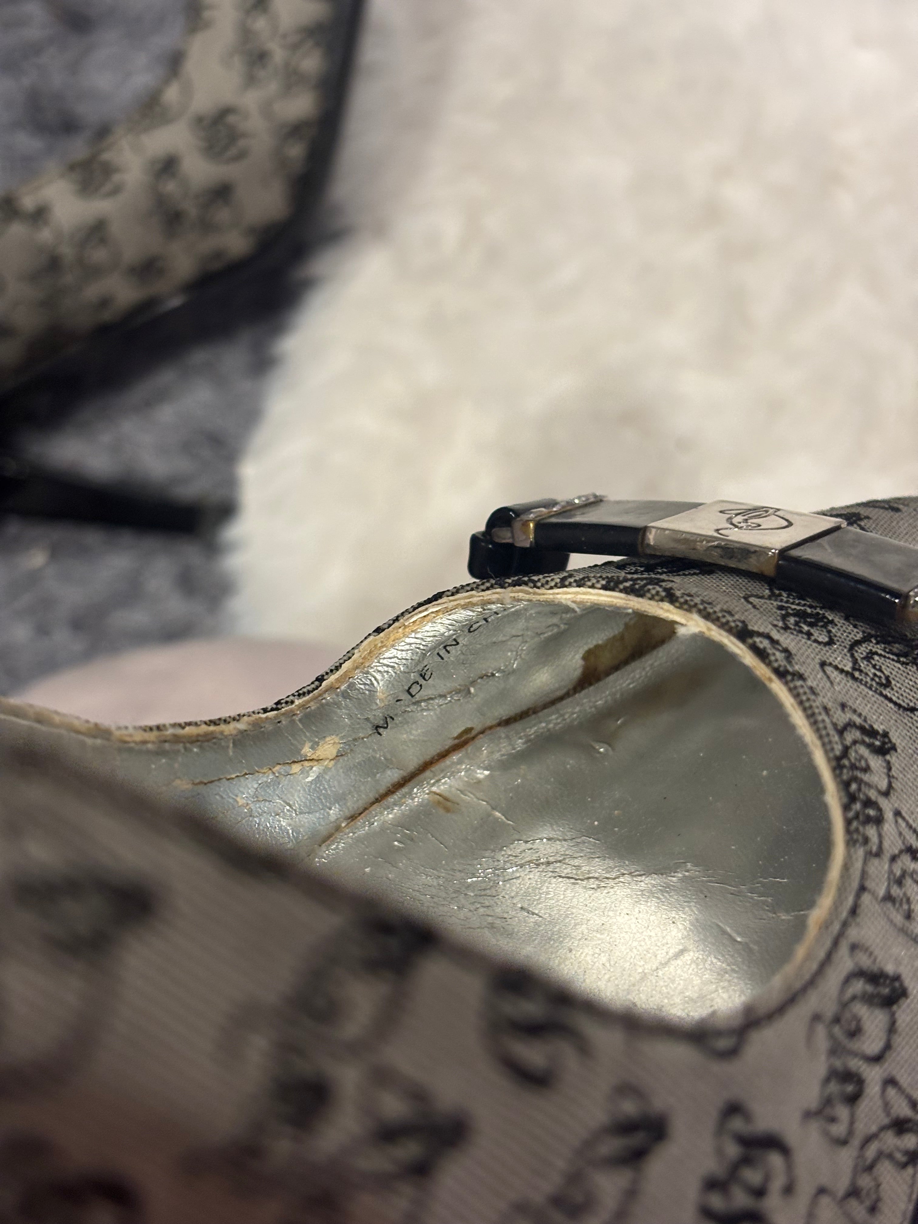 Vintage Baby Phat Grey Monogram Logo Print Heels