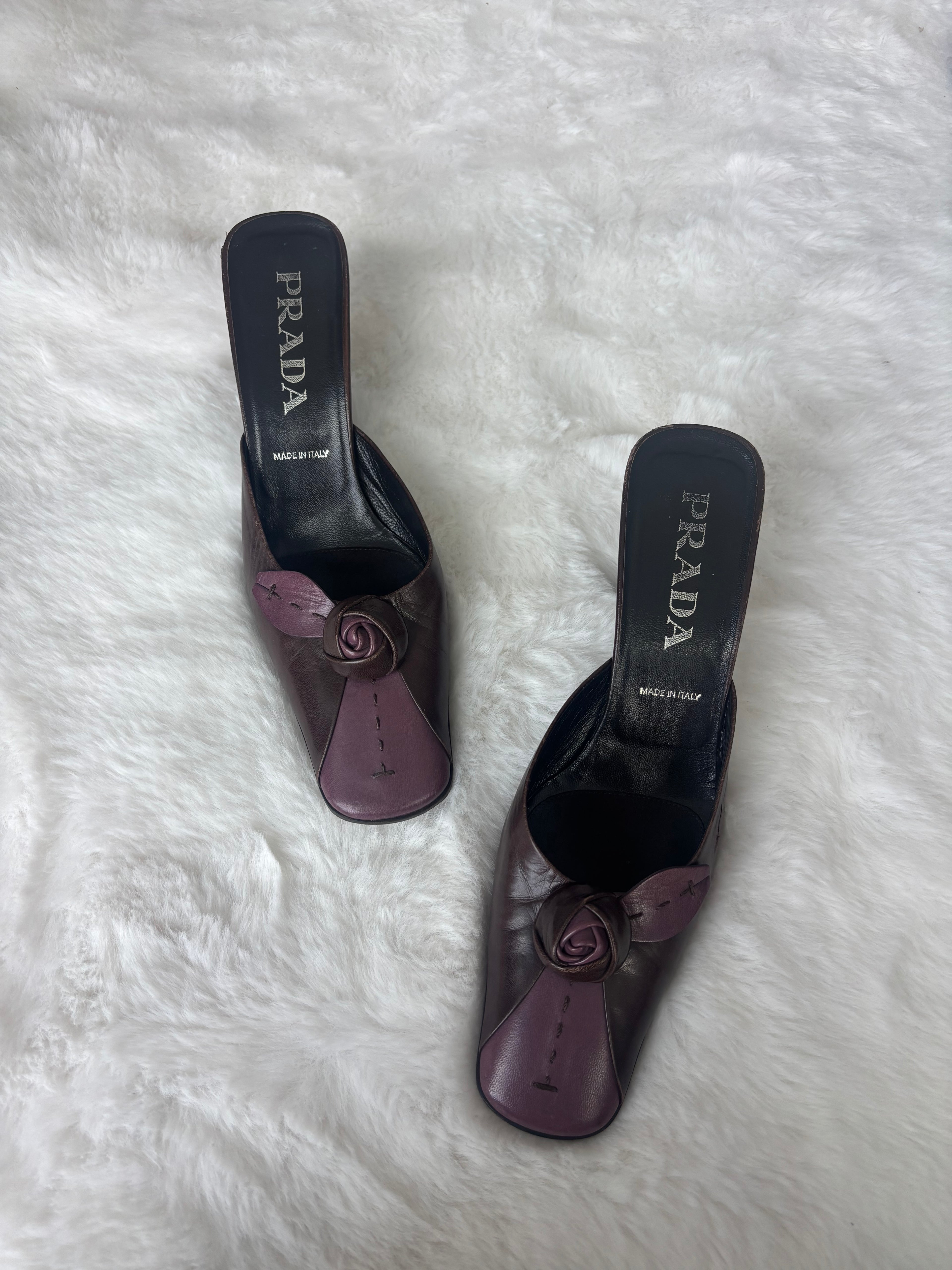 Vintage Prada Purple Rose Kitten Heels