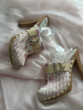 Christian Dior 2005 Cherry Blossom Diorissimo Monogram Platform Clogs