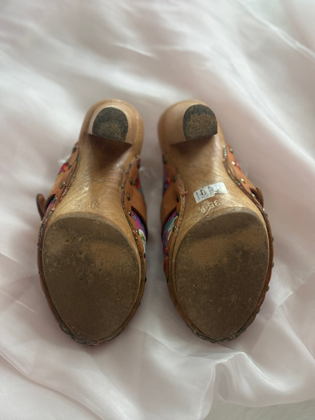 Vintage Dolce & Gabbana Floral Embroidered Wooden Platform Mules