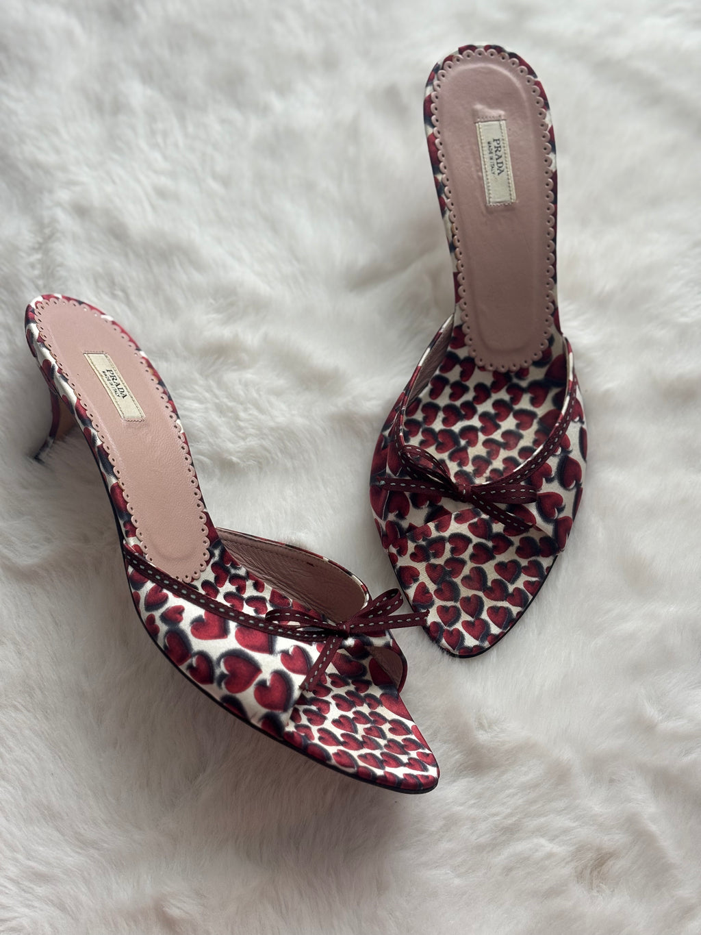 Prada 2000 S/S Red Heart Satin Sandals