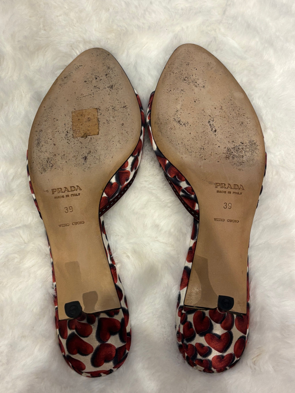 Prada 2000 S/S Red Heart Satin Sandals